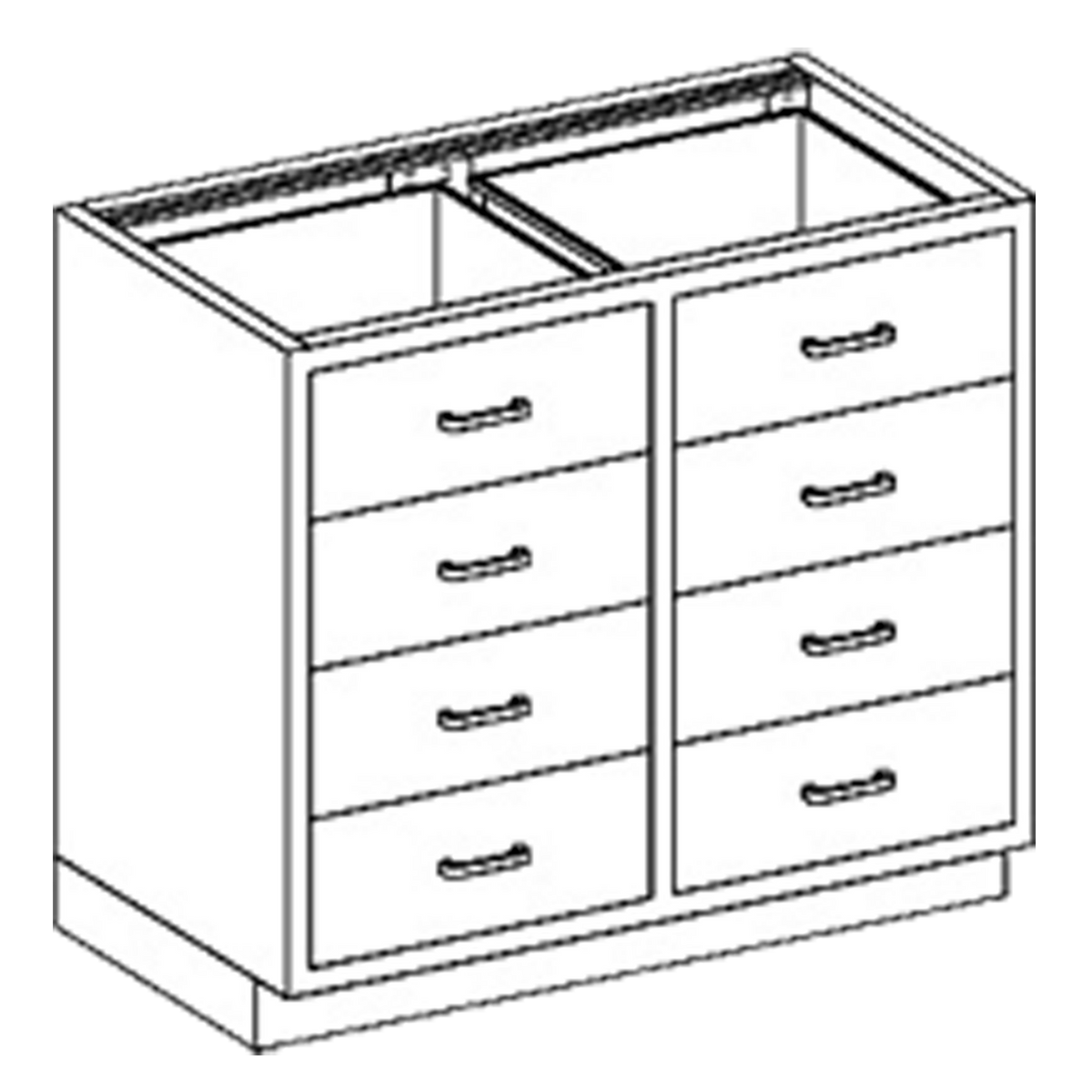 Blickman DT35HS Stainless Steel Drawer Base Cabinet with 8 Equal Drawers, 35"W | QuinceMedical.com