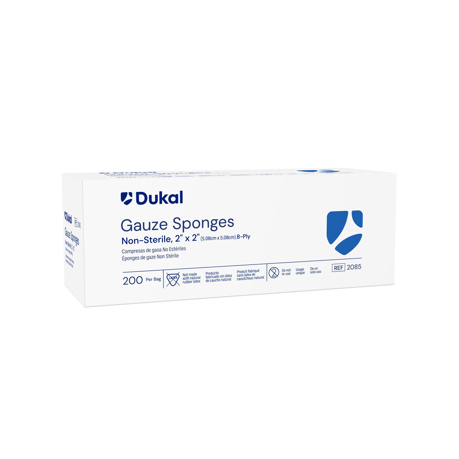 Dukal Gauze Sponge, 2 x 2", Non-Sterile, 8-Ply, 200/bg, 25 bg/cs (160 cs/plt)