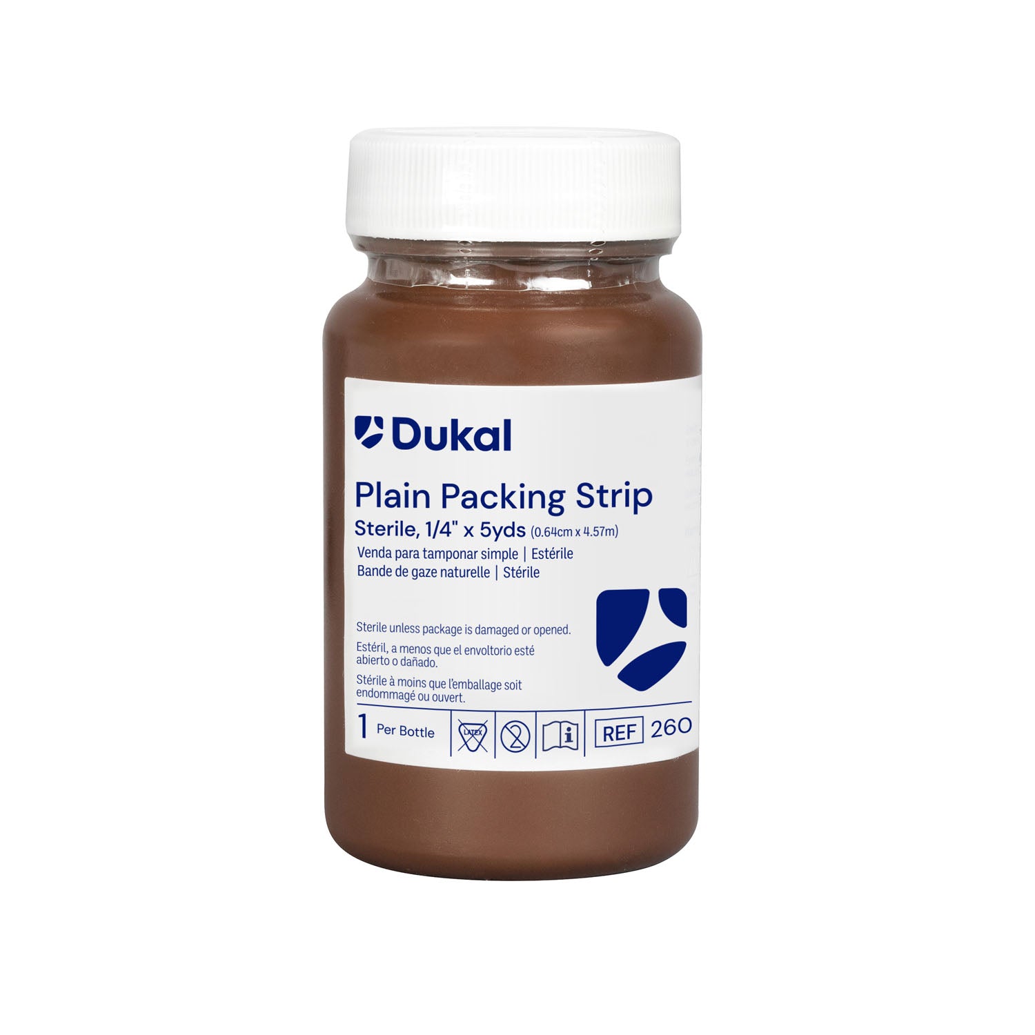 Dukal Plain Packing Strips, ¼ x 5 yds, Sterile, 1/btl, 12 btl/bx