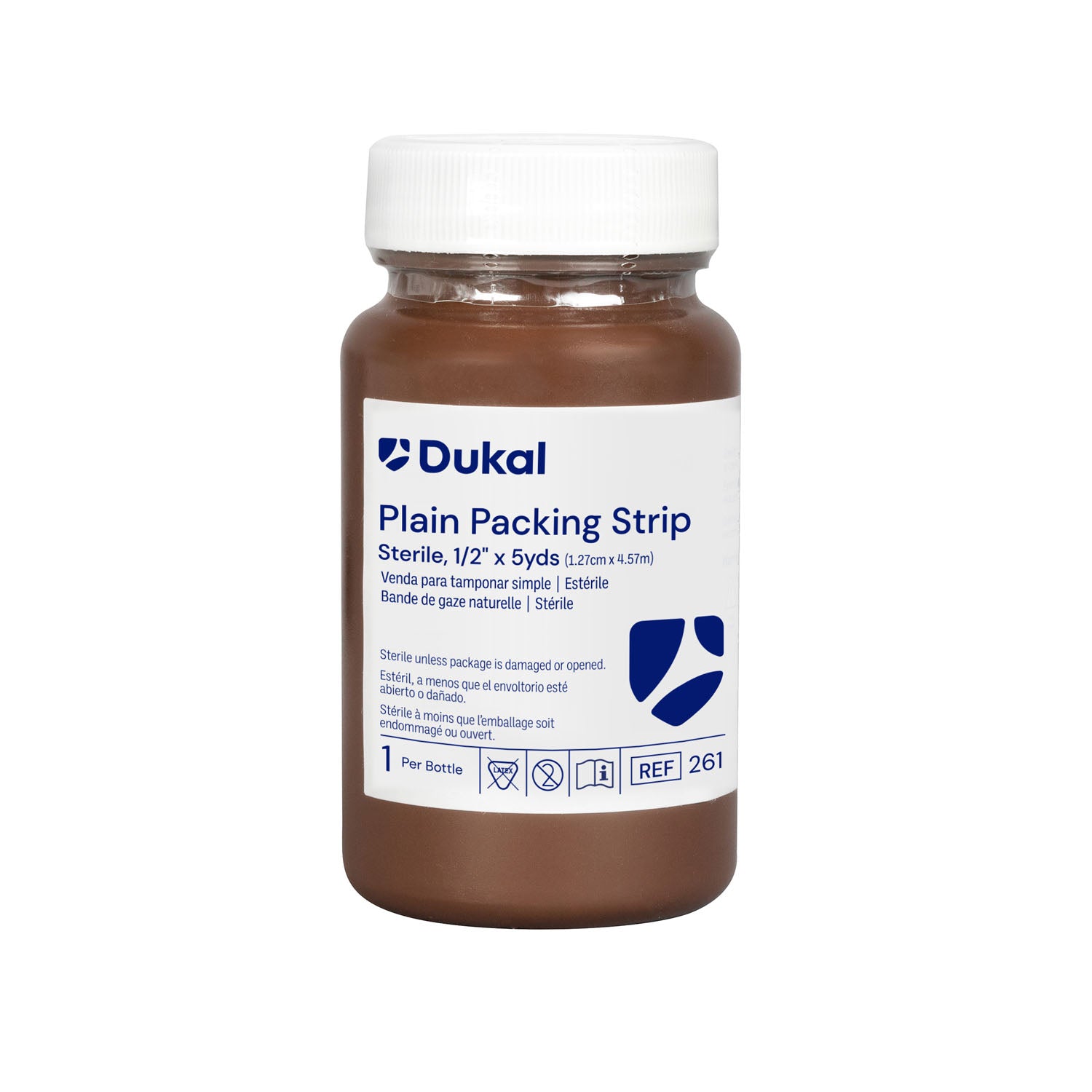 Dukal Plain Packing Strips, ½ x 5 yds, Sterile, 1/btl, 12 btl/bx