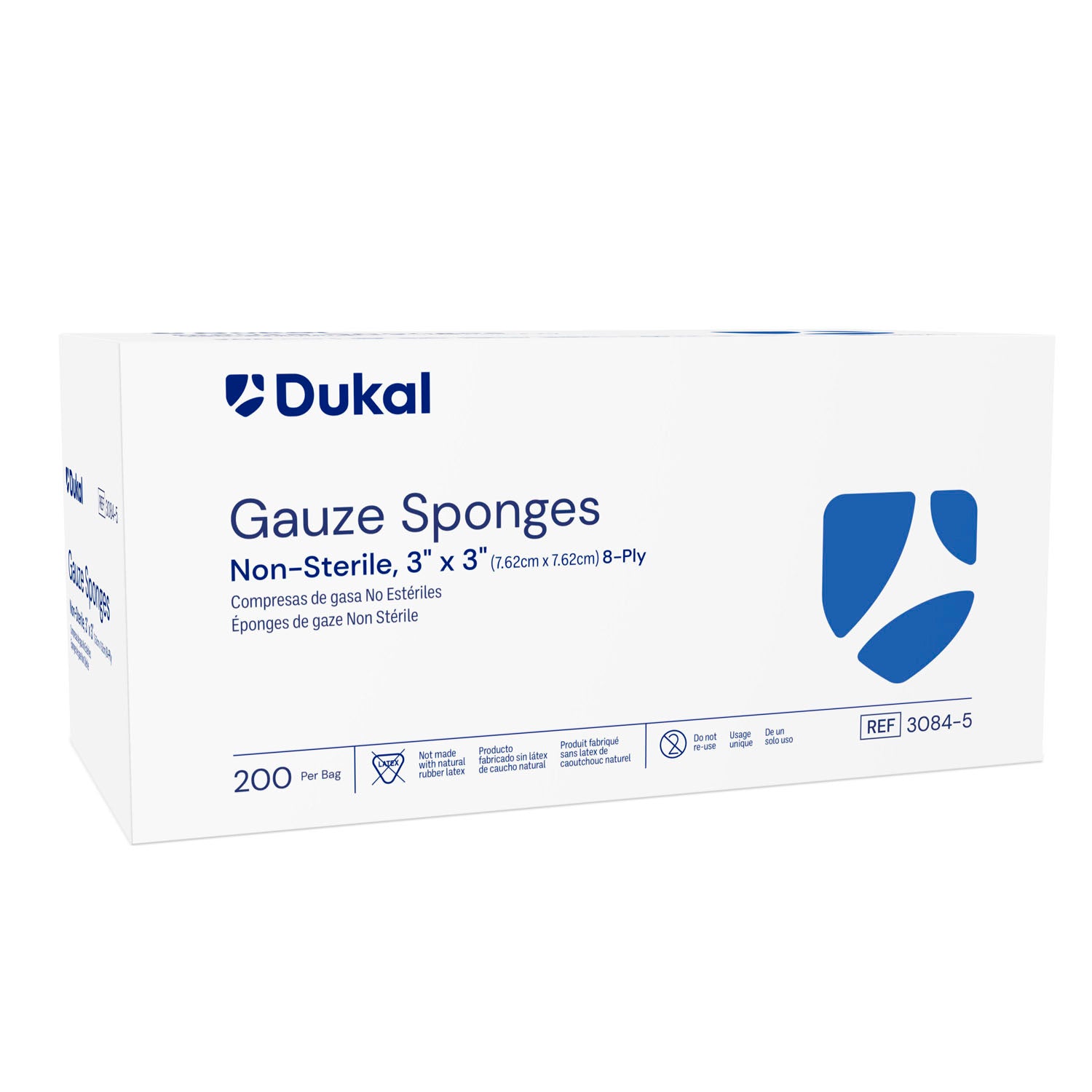 Dukal Gauze Sponge, 3 x 3", Non-Sterile, 8-Ply, 200/bg, 20 bg/cs