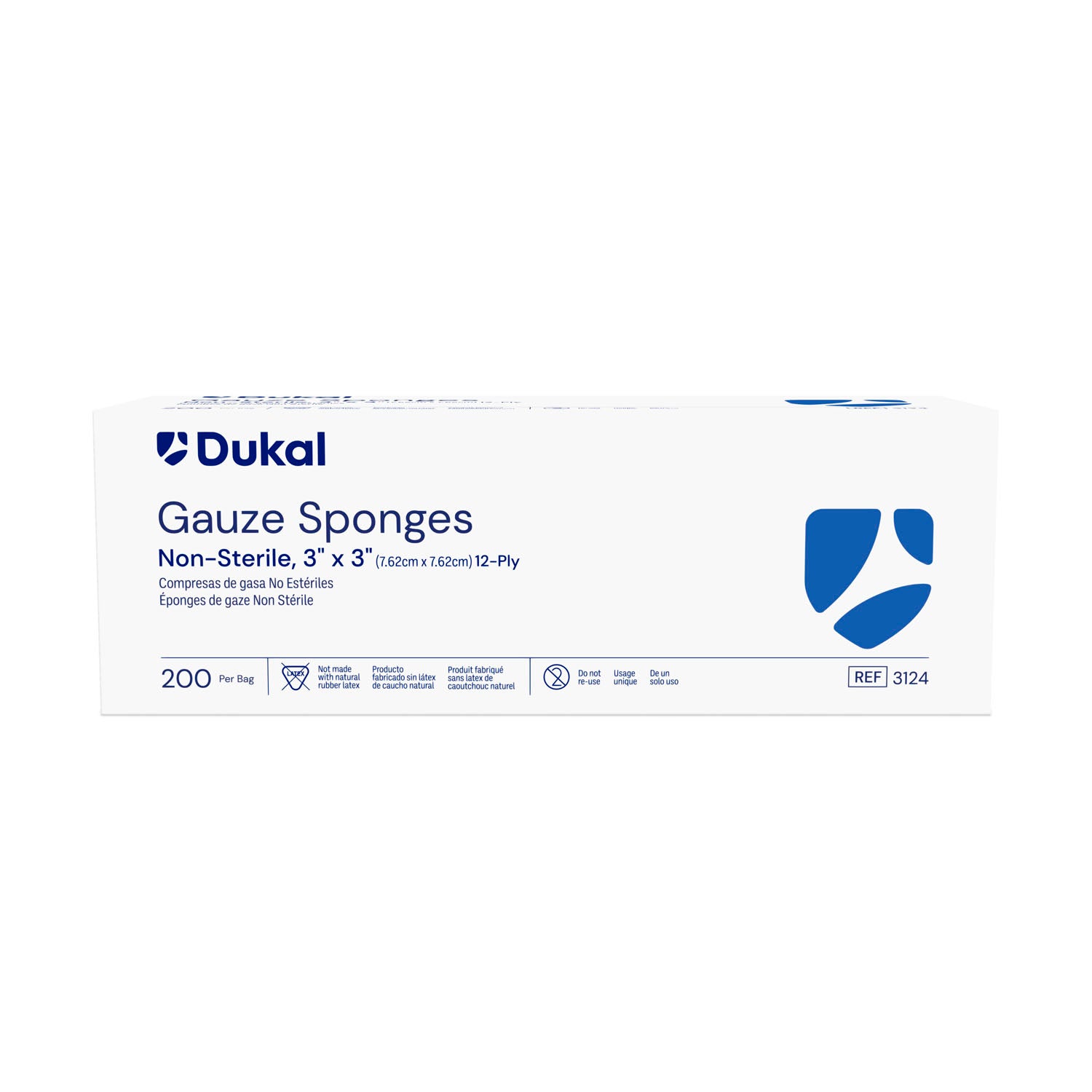 Dukal Gauze Sponge, 3 x 3", Non-Sterile, 12-Ply, 100/bg, 40 bg/cs