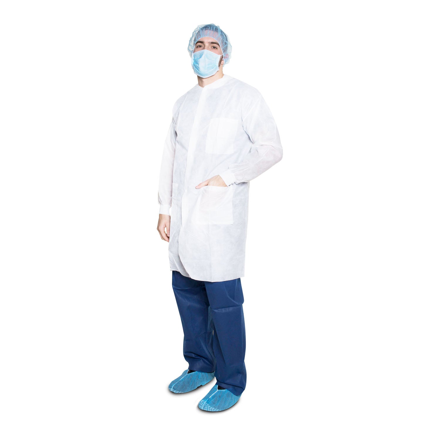Dukal Pocket Lab Coat, Medium, White, 35gm SMS, Non-Sterile, 10/bg, 5 bg/cs (30 cs/plt)