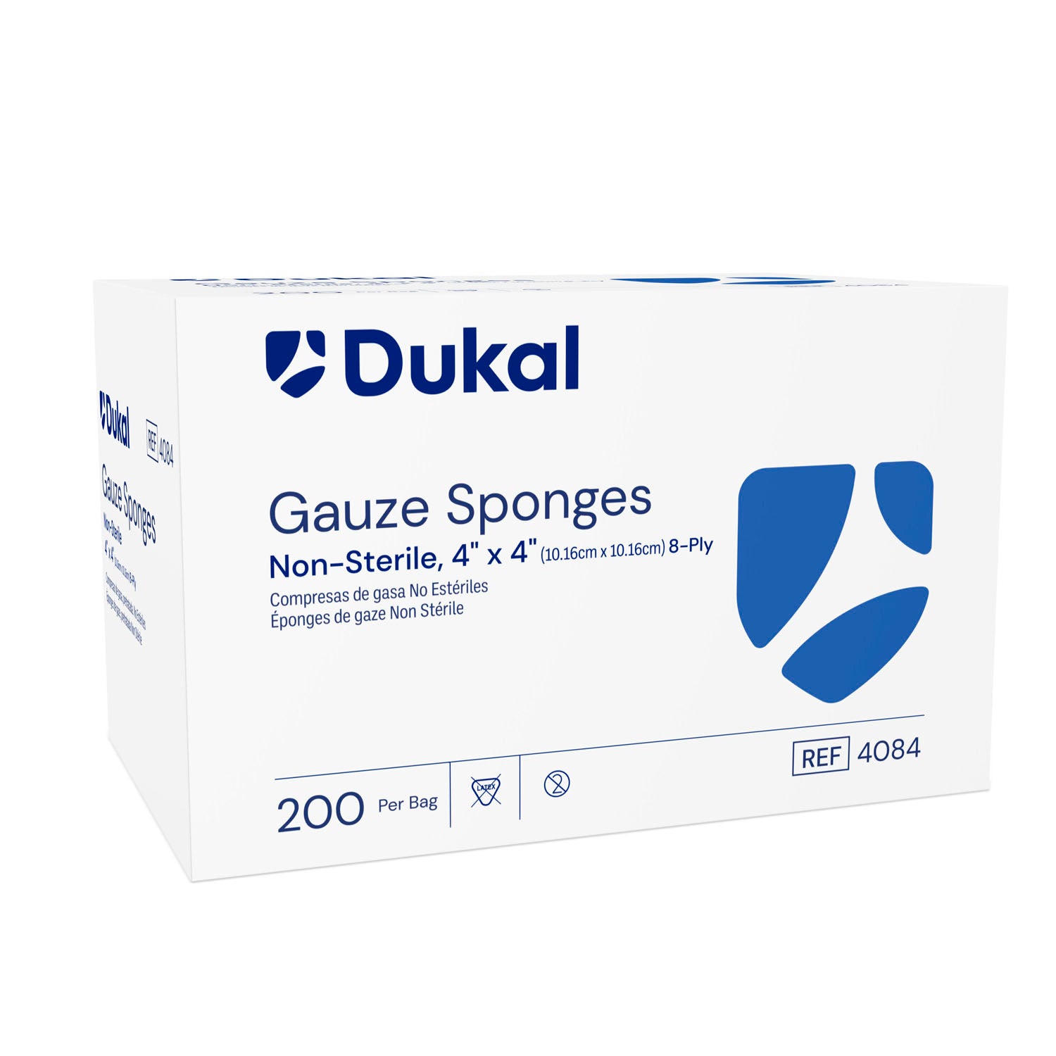 Dukal Gauze Sponge, 4 x 4", Non-Sterile, 8-Ply, 200/bg, 20 bg/cs (42 cs/plt)