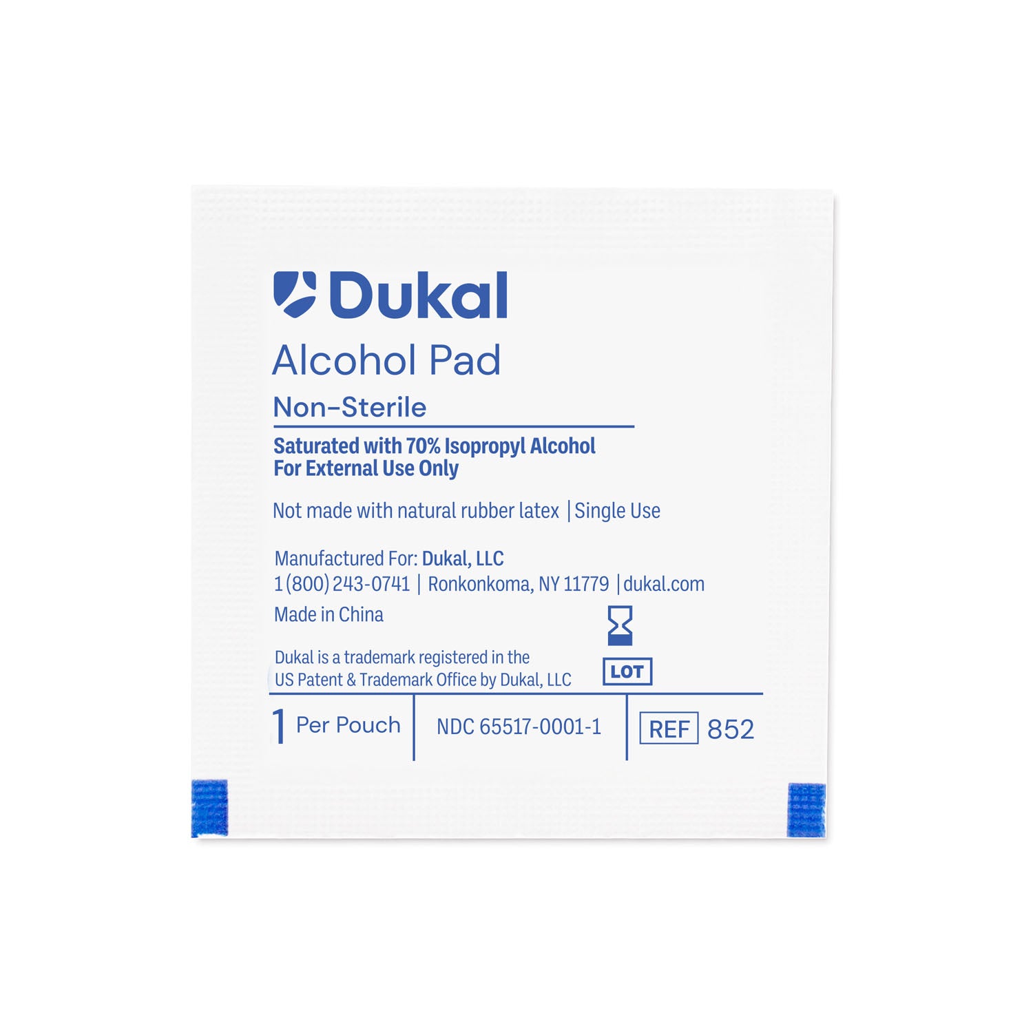Dukal Alcohol Prep Pad, Medium, Non-Sterile, Bulk, 1000/bx, 4 bx/cs