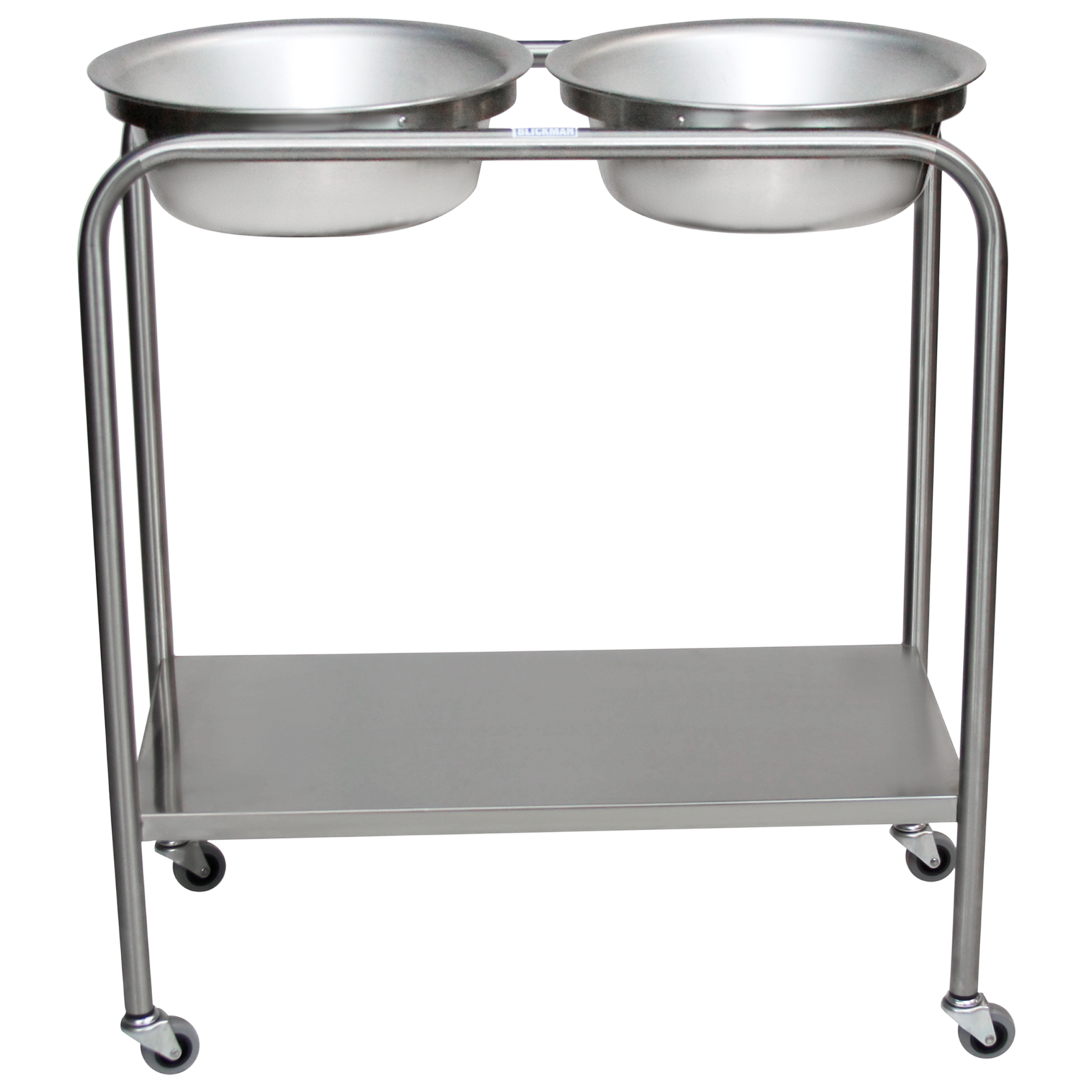 Blickman 7808SS Snyder Double Basin Stainless Steel Solution Stand with Lower Shelf | QuinceMedical.com