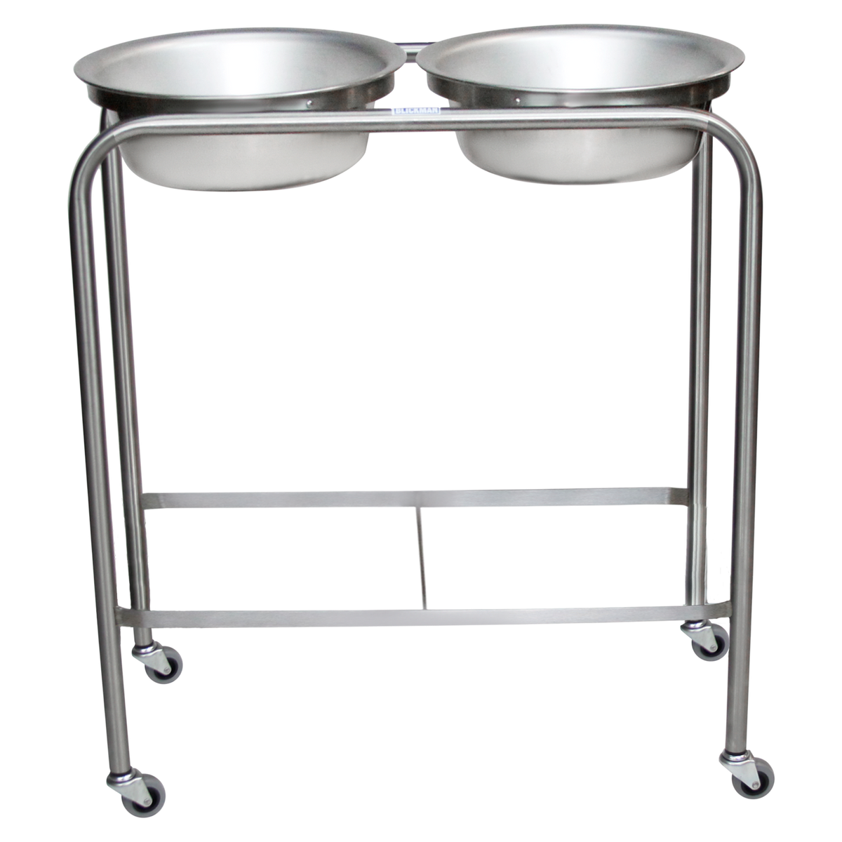 Blickman 7808SS-HB Snyder Double Basin Stainless Steel Solution Stand with H-Brace | QuinceMedical.com