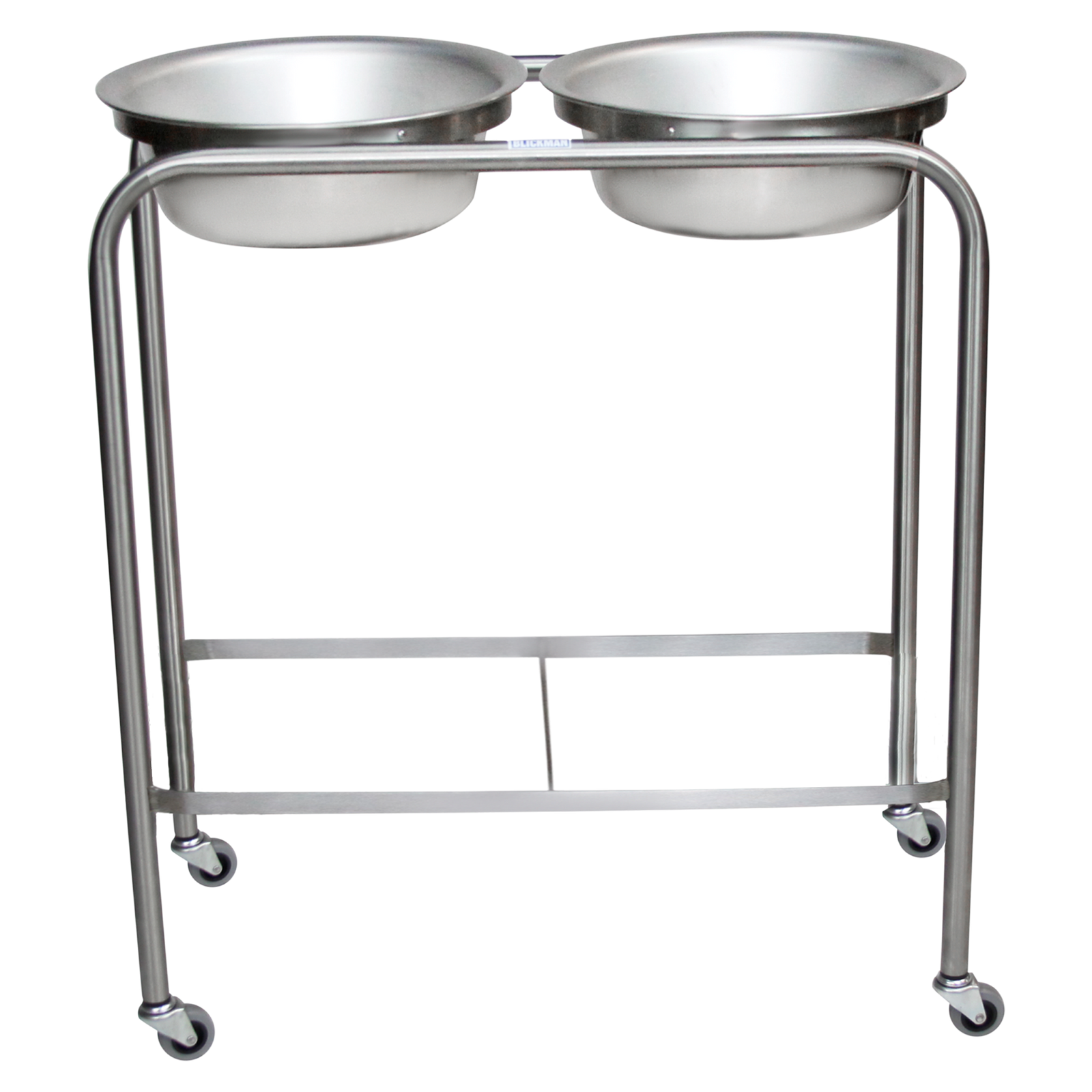 Blickman 7808SS-HB Snyder Double Basin Stainless Steel Solution Stand with H-Brace | QuinceMedical.com