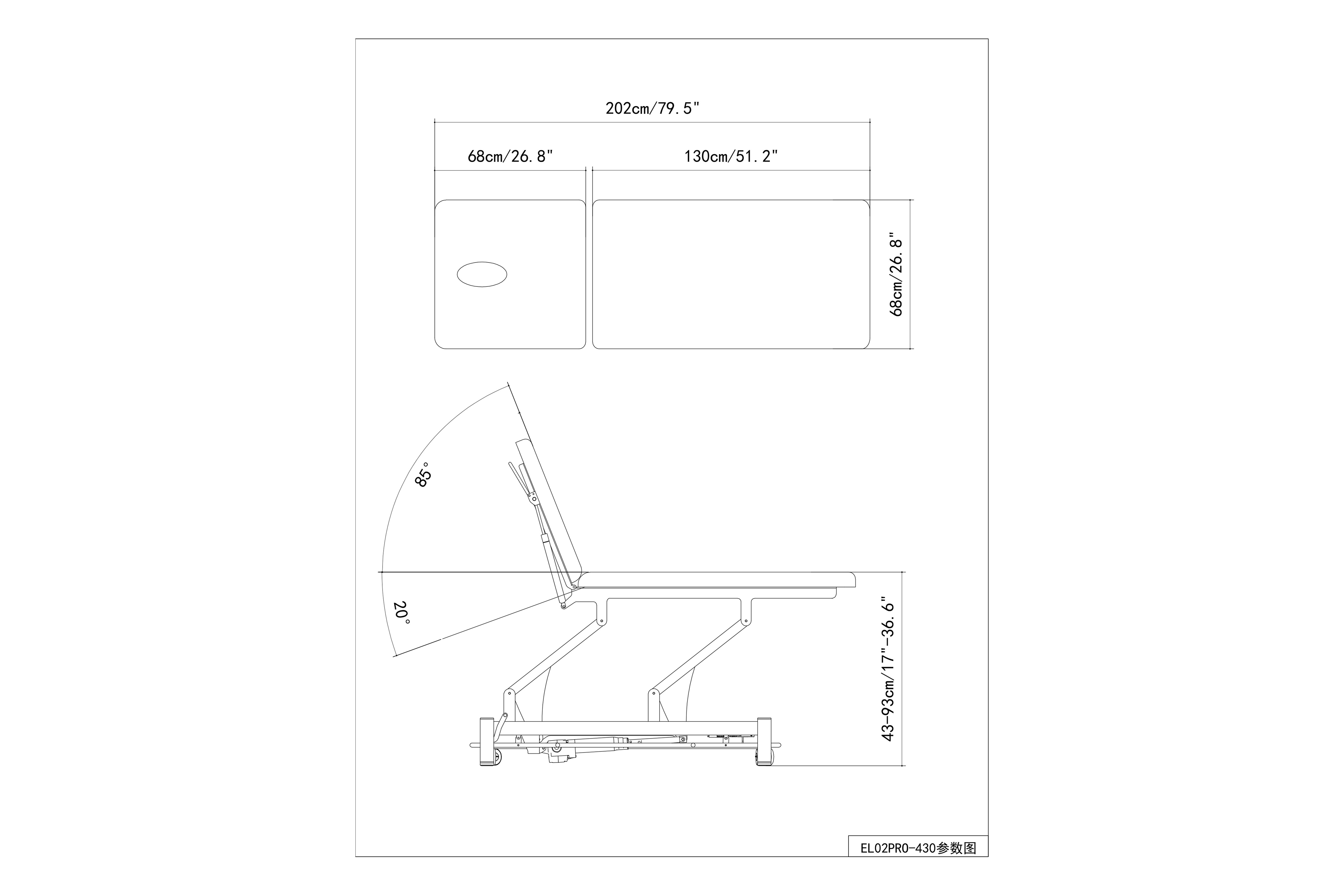 PARICO-Coinfycare PRO Series Electric Hi-Lo Treatment Table – 2 Section EL02PRO23-68 ADA 17"