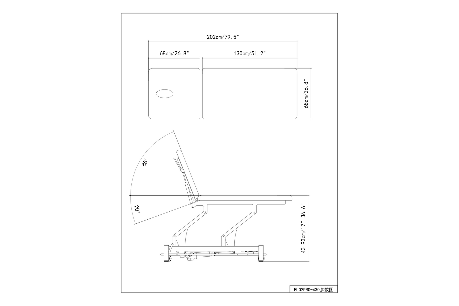 PARICO-Coinfycare PRO Series Electric Hi-Lo Treatment Table – 2 Section EL02PRO23-68 ADA 17"