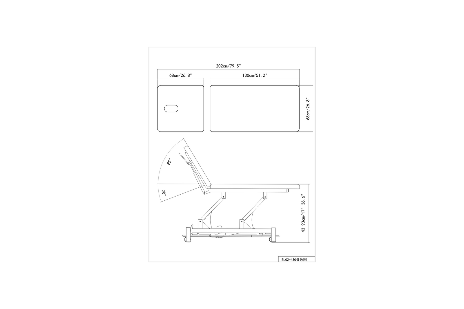 PARICO-Coinfycare Electric Hi-Lo Treatment Table – 2 Section EL02-68 ADA 17"
