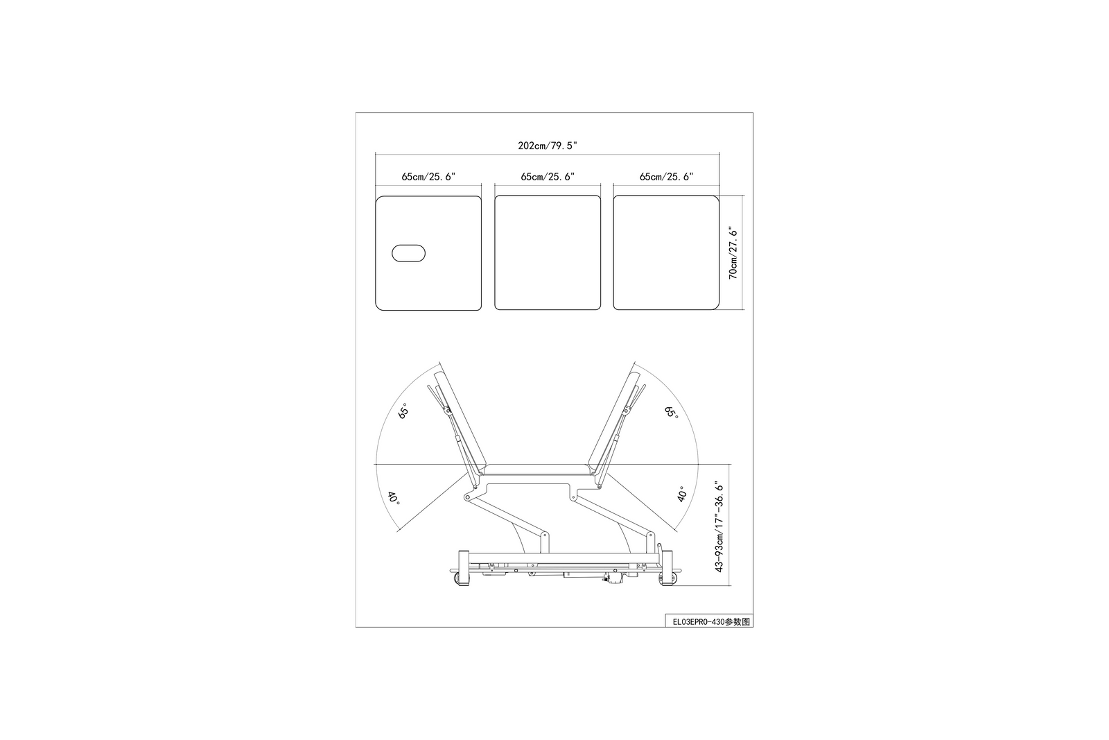 PARICO-Coinfycare PRO Series Electric Hi-Lo Treatment Table - 3 Equal Sections - ADA 17" Height , 30" Width