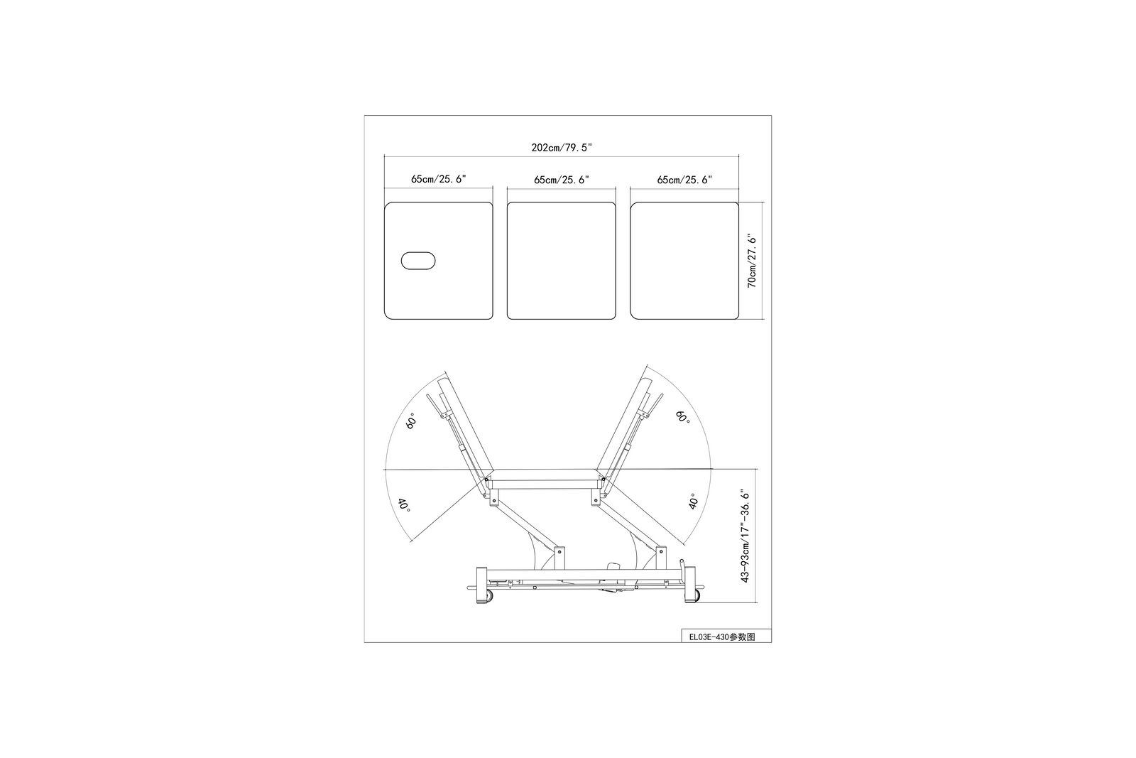 PARICO-Coinfycare Electric Hi-Lo Treatment Table – 3 Equal Sections - EL03E-70