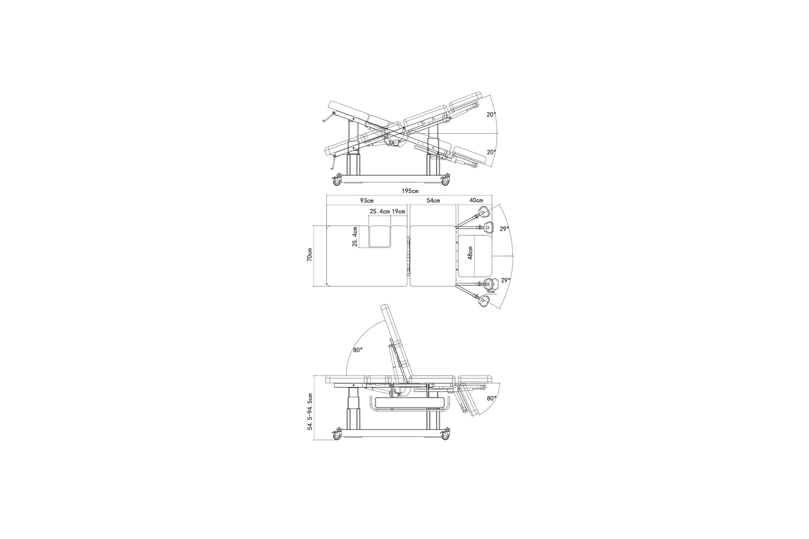 PARICO-Coinfycare 3-Section Imaging Power Table ELT300SD | Ultrasound