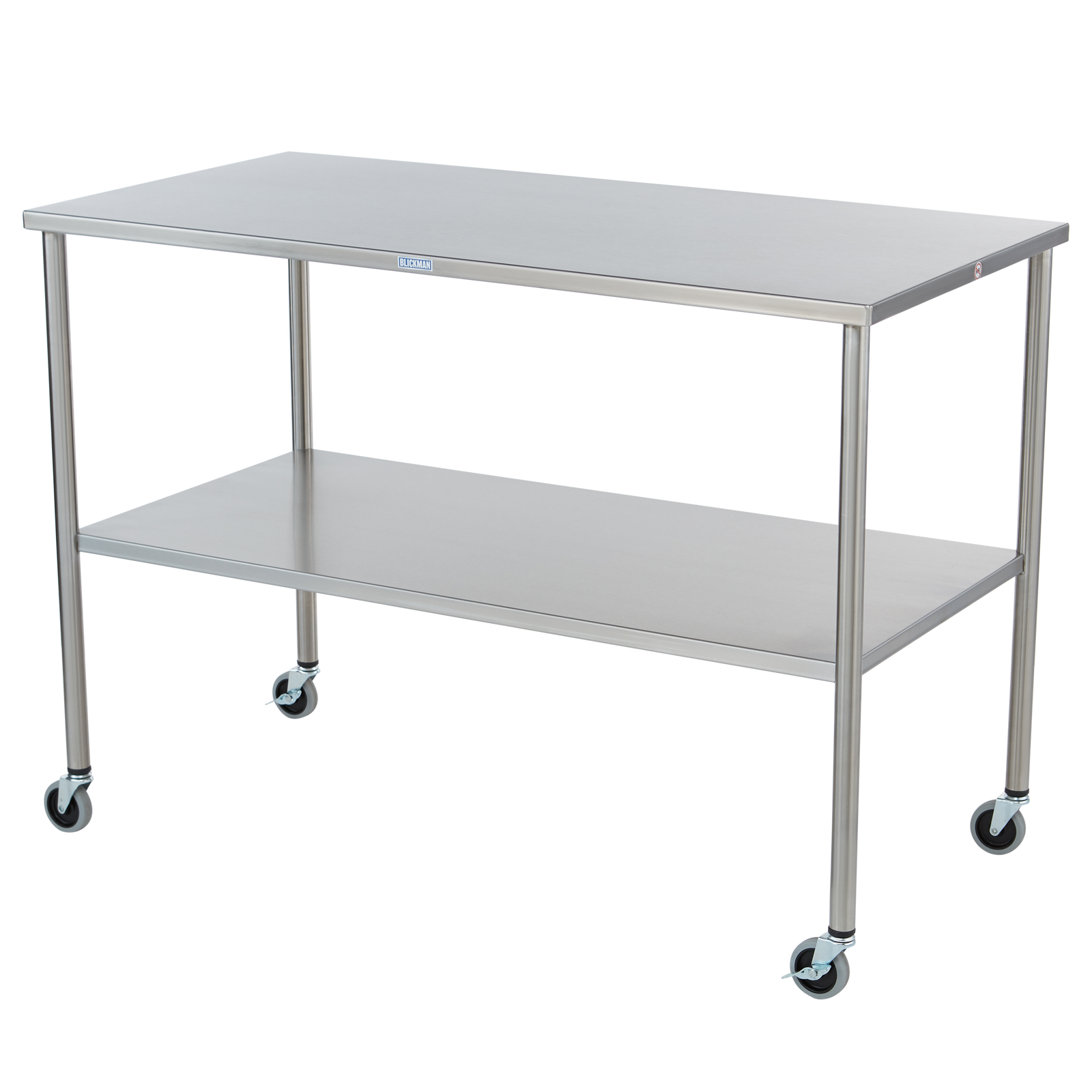 Blickman 7830SS Howard Stainless Steel Instrument Table with Shelf | QuinceMedical.com