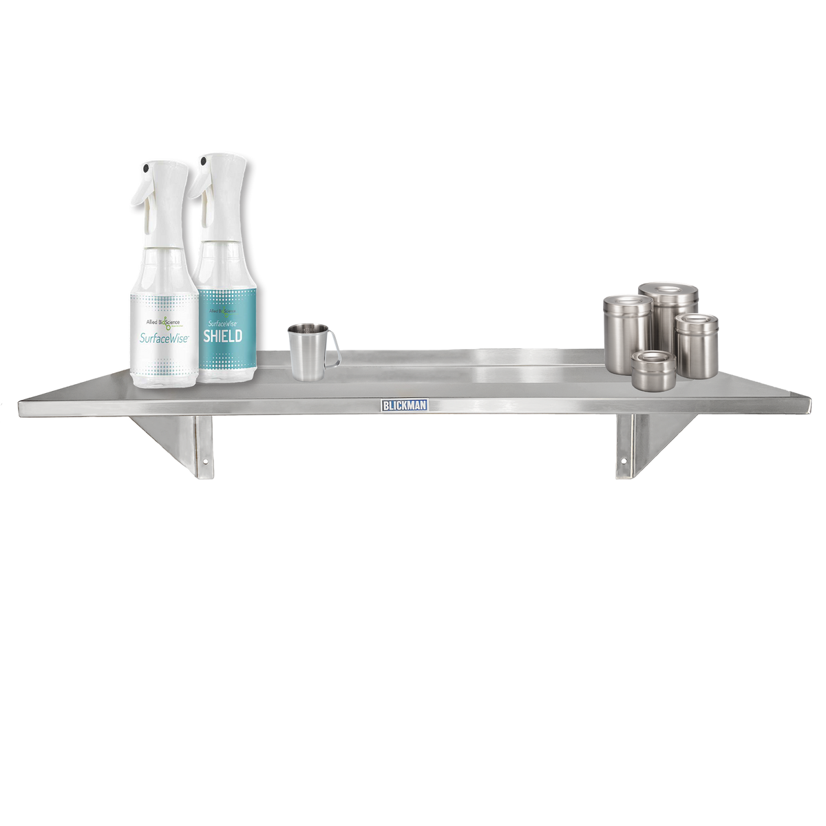 Blickman WS3612 Stainless Steel Wall Shelf with Mounting Brackets, 36"W x 12"D | QuinceMedical.com