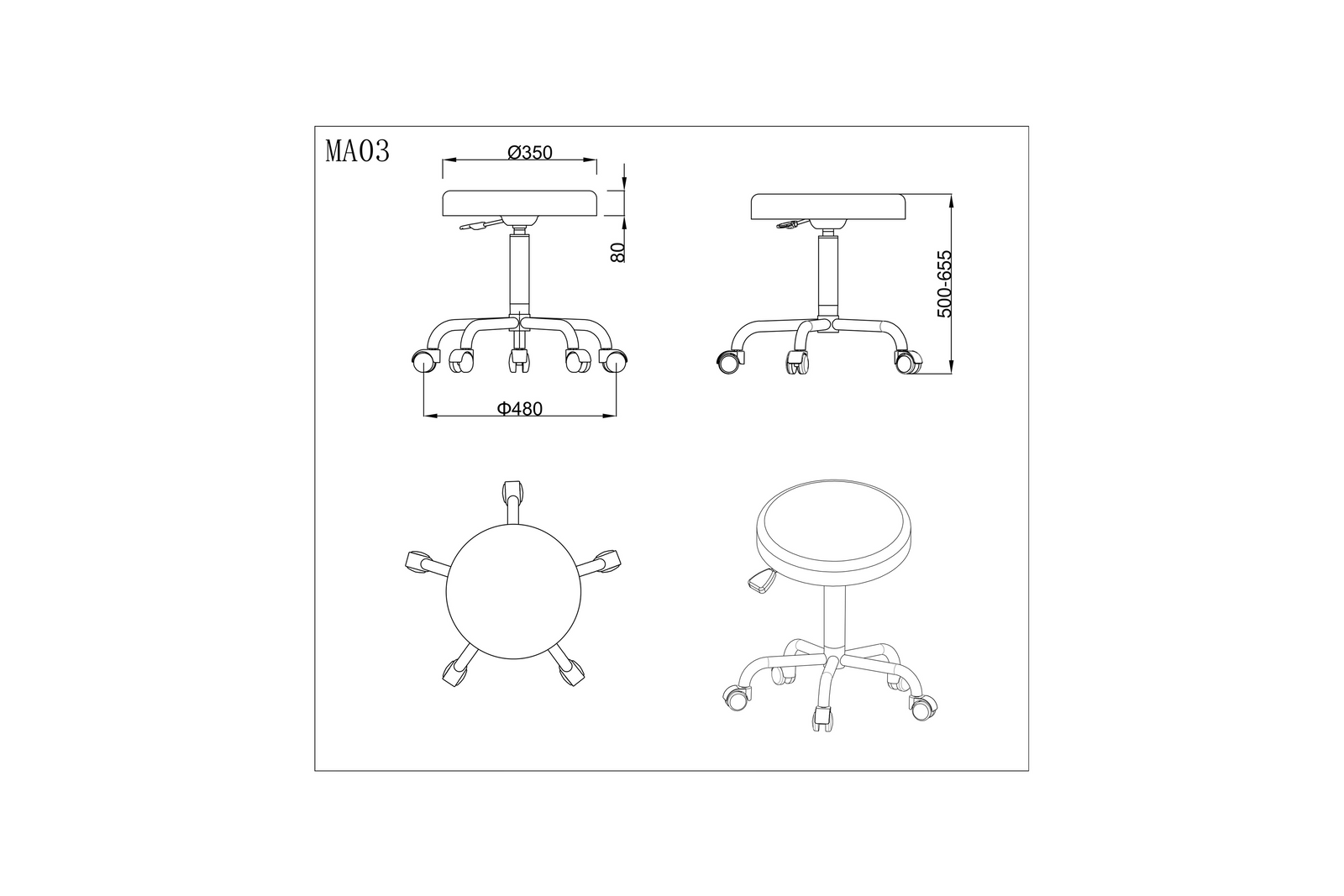 Professional Round Medical Exam Stool with Pneumatic Height Adjustment | Quince Medical