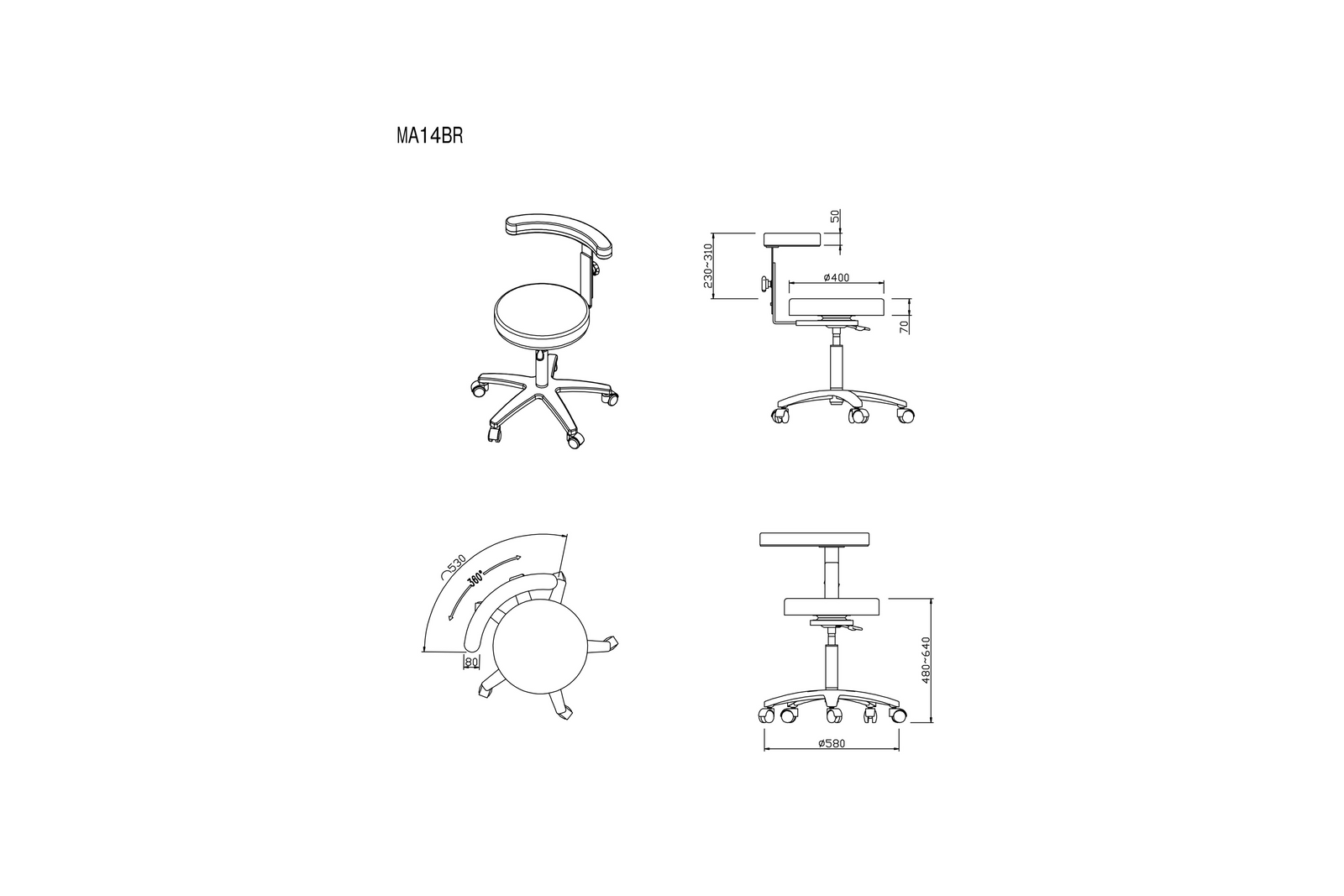 PARICO Coinfycare Round Stool with Armrest