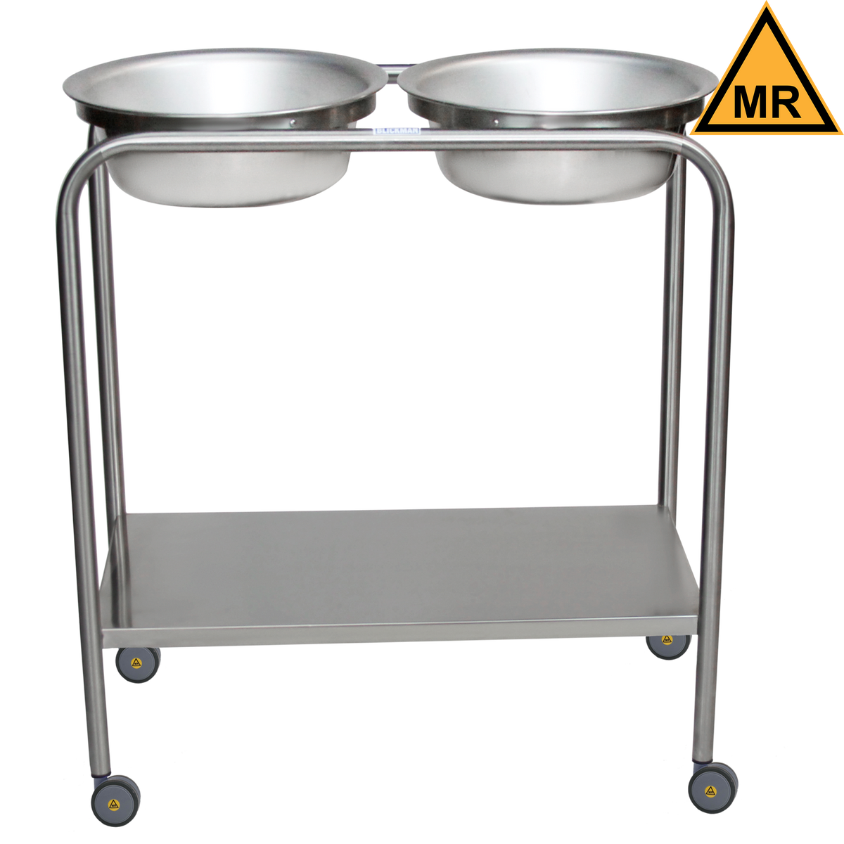Blickman 7808MR Snyder MR Conditional Double Basin Solution Stand with Lower Shelf | QuinceMedical.com