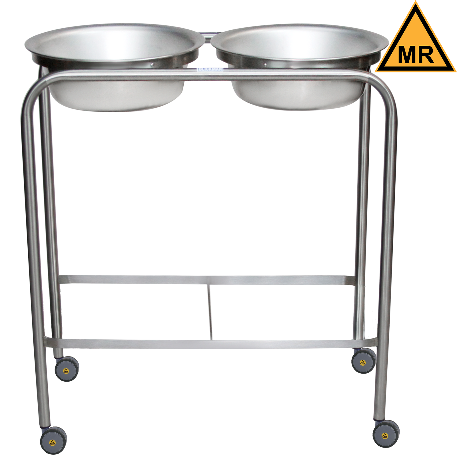 Blickman 7808MR Snyder MR Conditional Double Basin Solution Stand with Lower Shelf | QuinceMedical.com