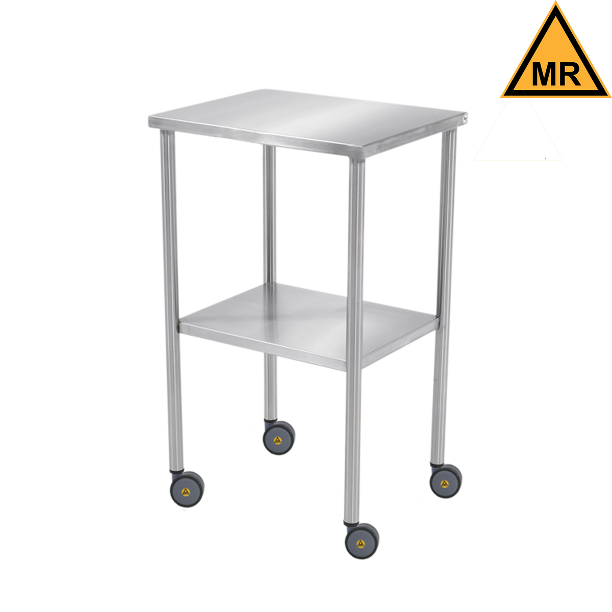 Blickman 7830MR Howard MR Conditional Stainless Steel Instrument Table with Lower Shelf, 20"W x 16"D | QuinceMedical.com