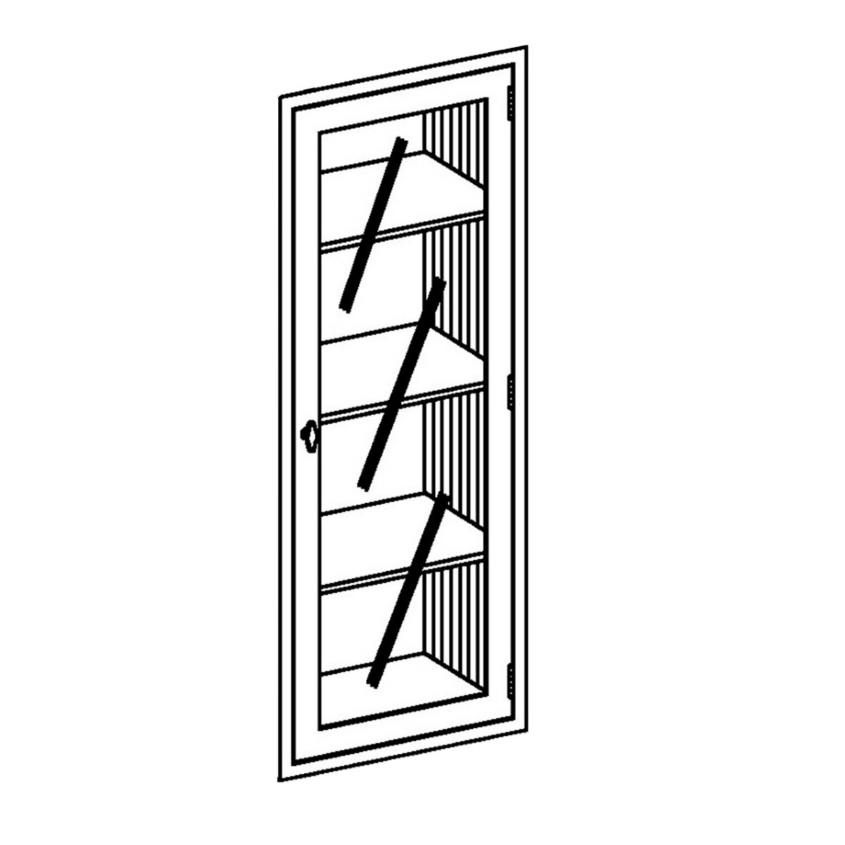 Blickman MS24 Recessed Stainless Steel Console Shelving Cabinet with Glass Door, 24-1/8"W | QuinceMedical.com