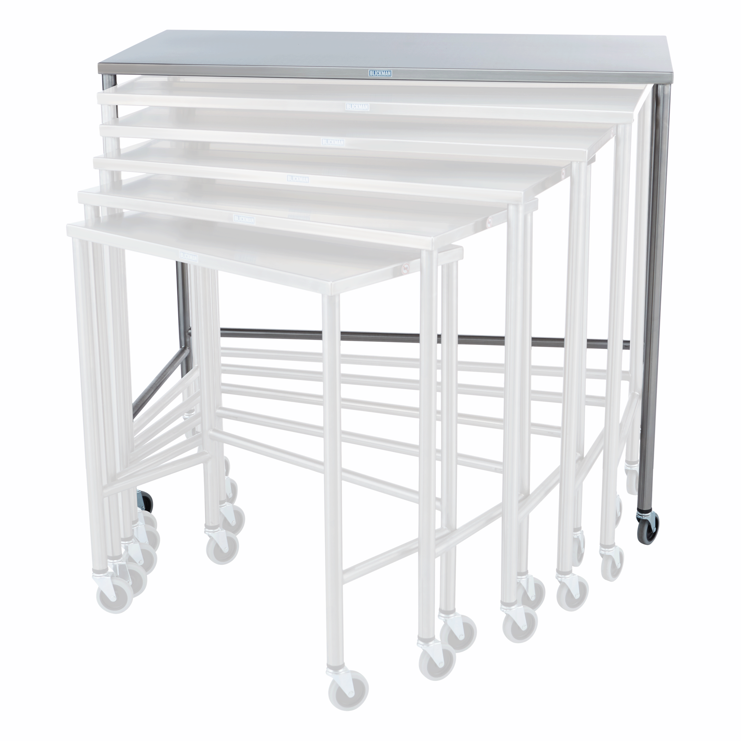 Blickman 7821SS Stainless Steel Nested Instrument Tables, Complete Set of 6 | QuinceMedical.com