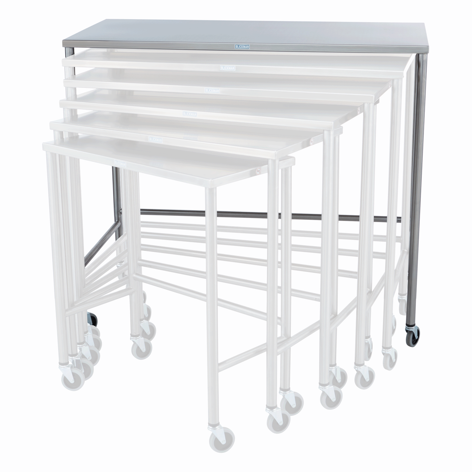 Blickman 7821SS Stainless Steel Nested Instrument Tables, Complete Set of 6 | QuinceMedical.com