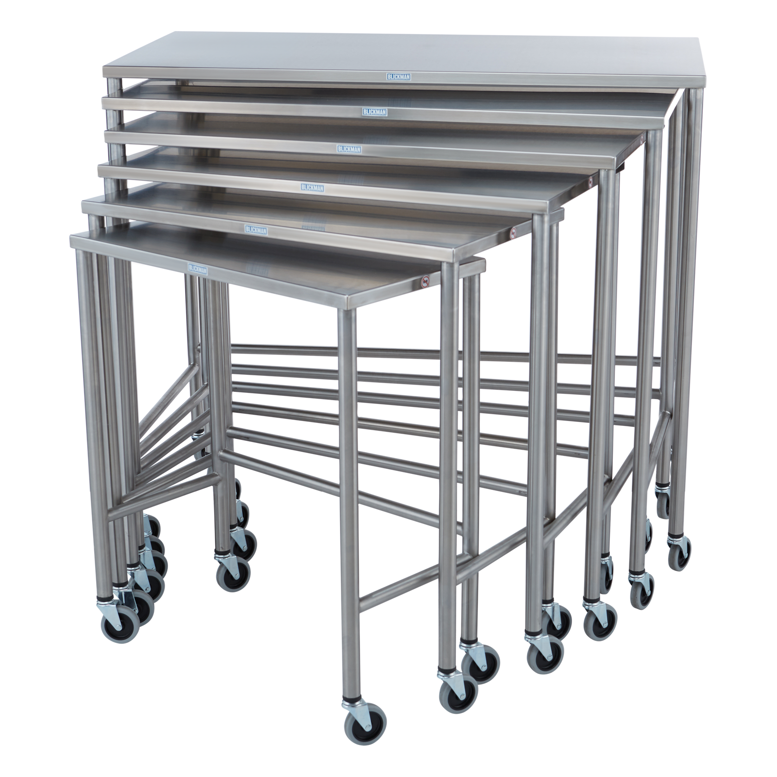 Blickman 7821SS Stainless Steel Nested Instrument Tables, Complete Set of 6 | QuinceMedical.com