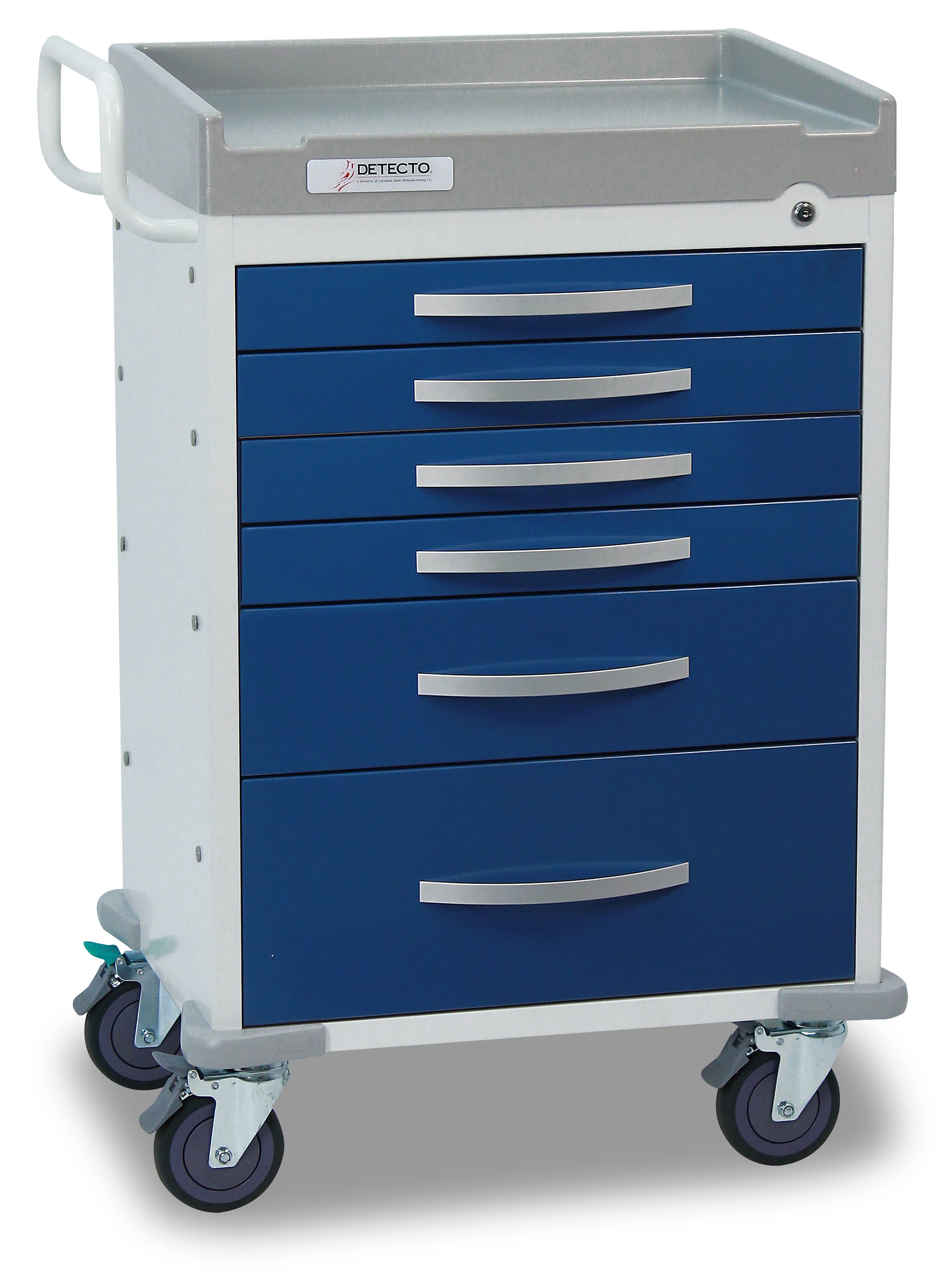 DETECTO Rescue Series Anesthesiology Medical Cart, 5 Blue Drawers