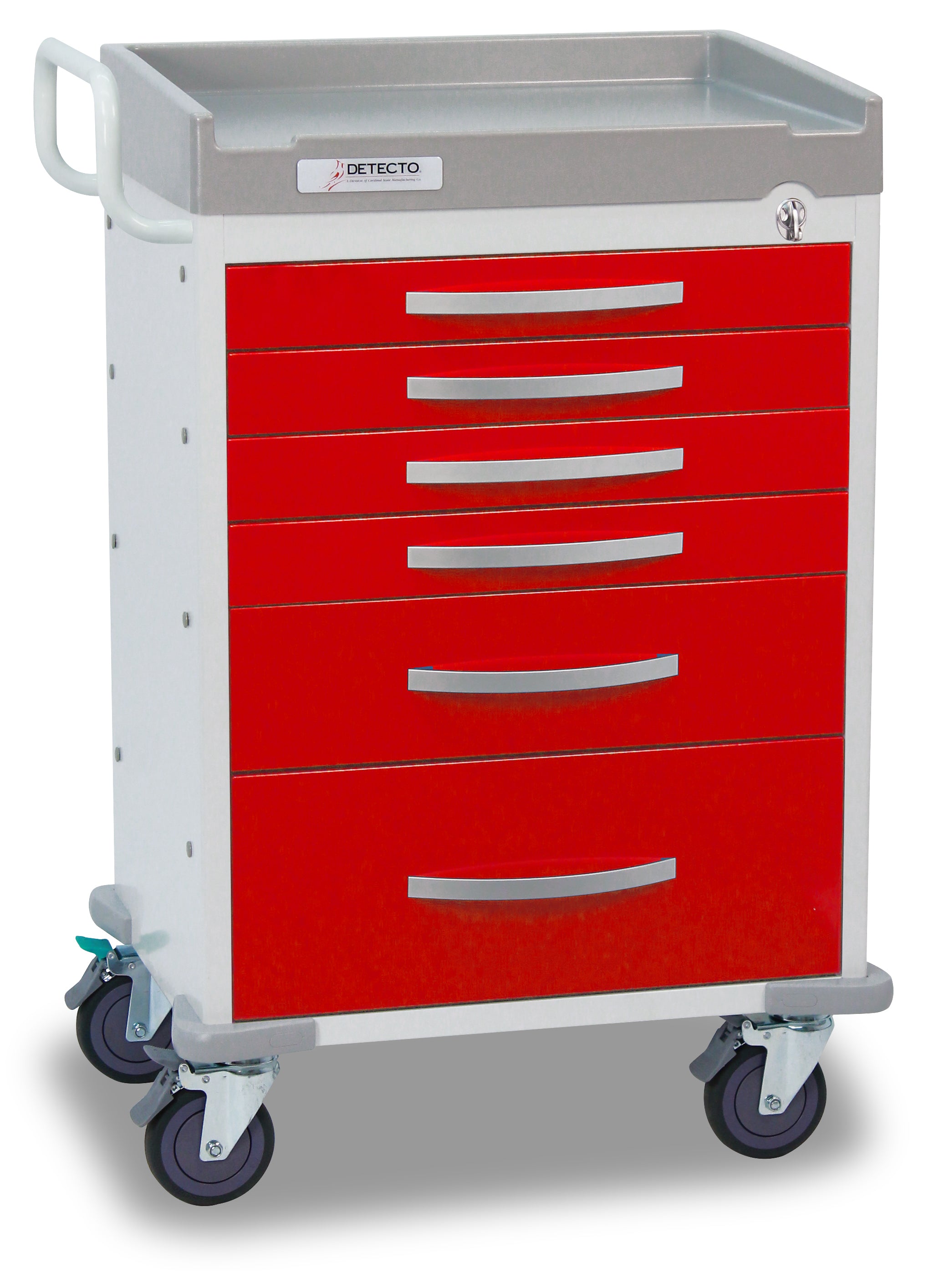 DETECTO Rescue Series ER Medical Cart, 5 Red Drawers