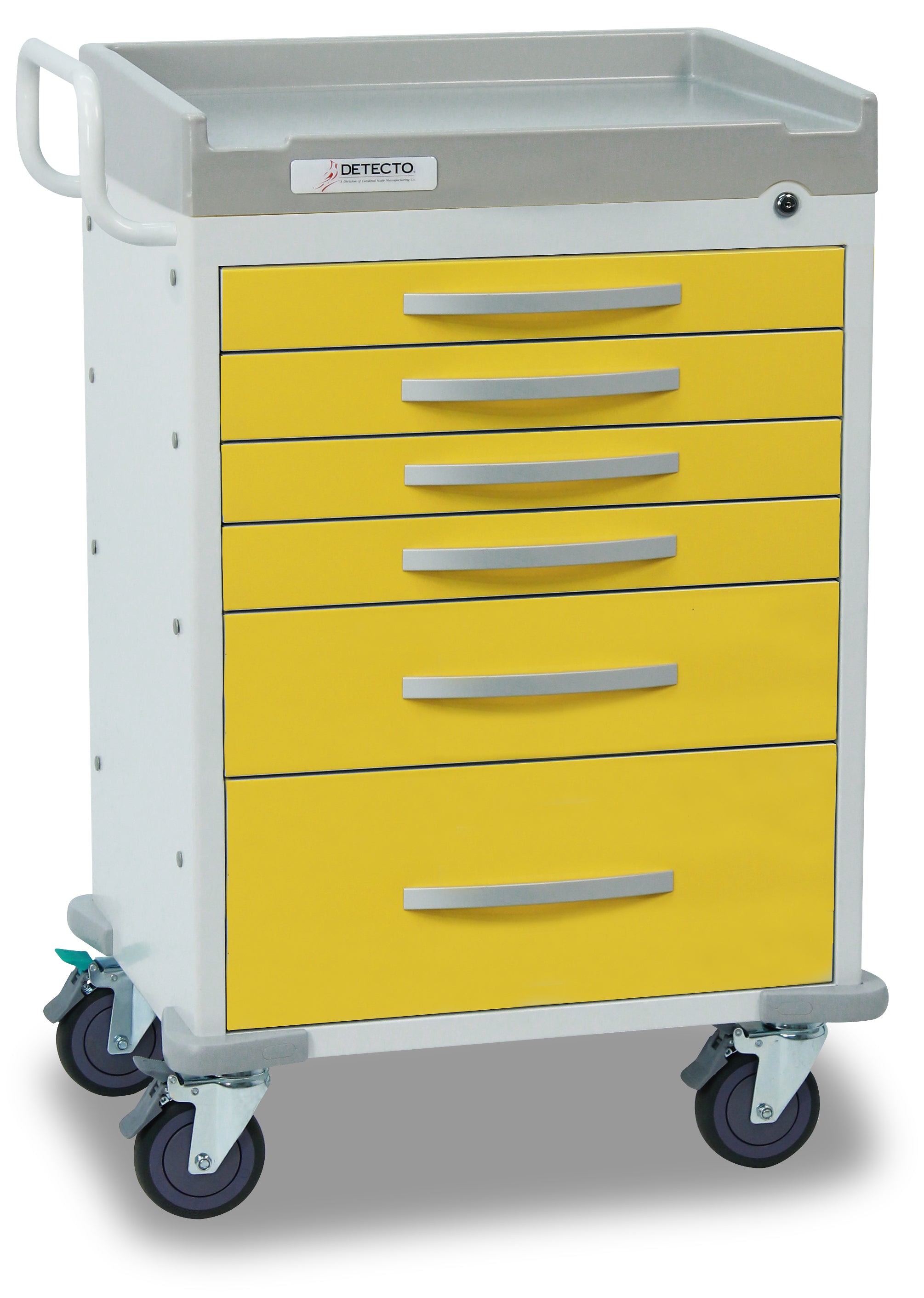 DETECTO Rescue Series ER Medical Cart, 5 Red Drawers