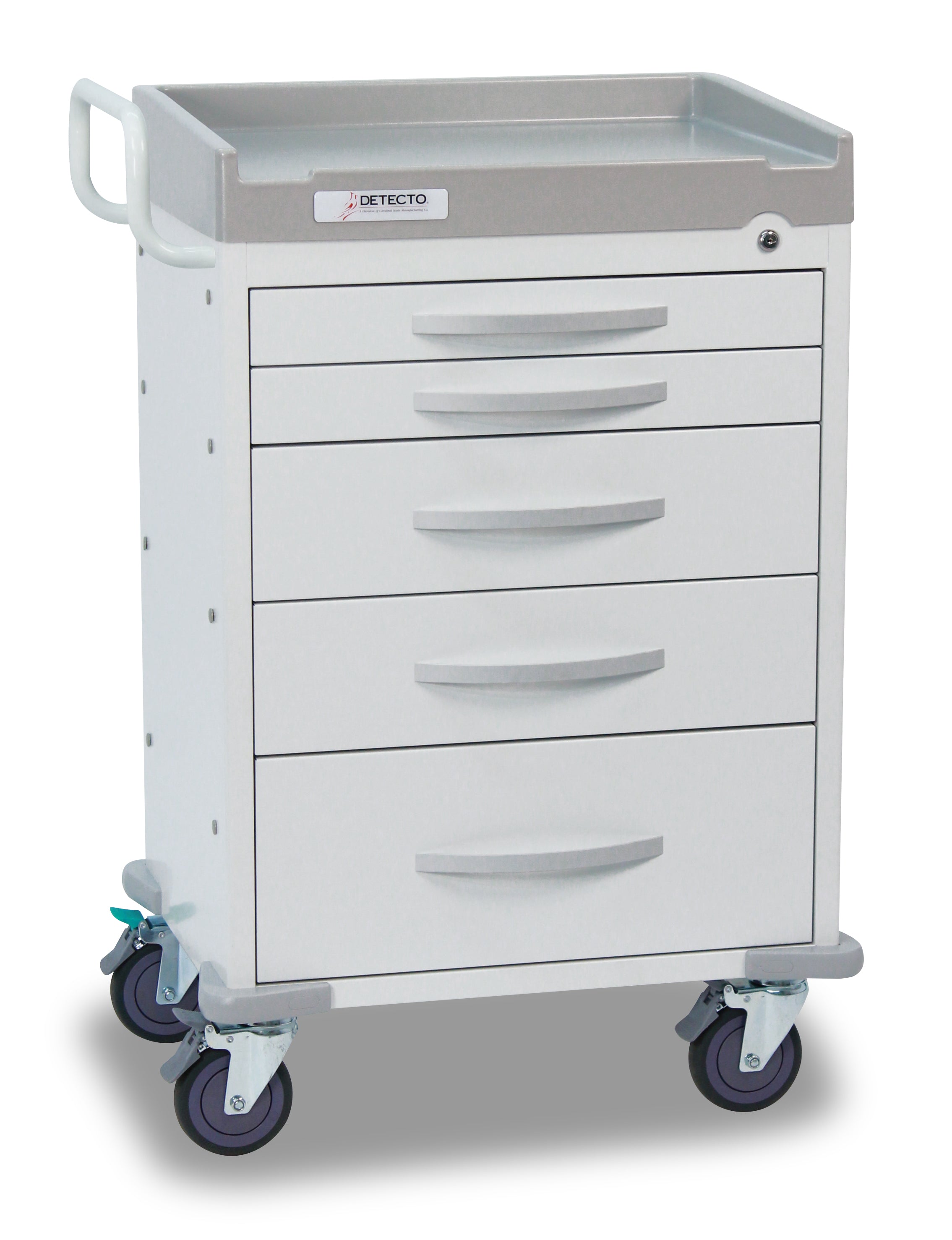 DETECTO Rescue Series ER Medical Cart, 5 Red Drawers