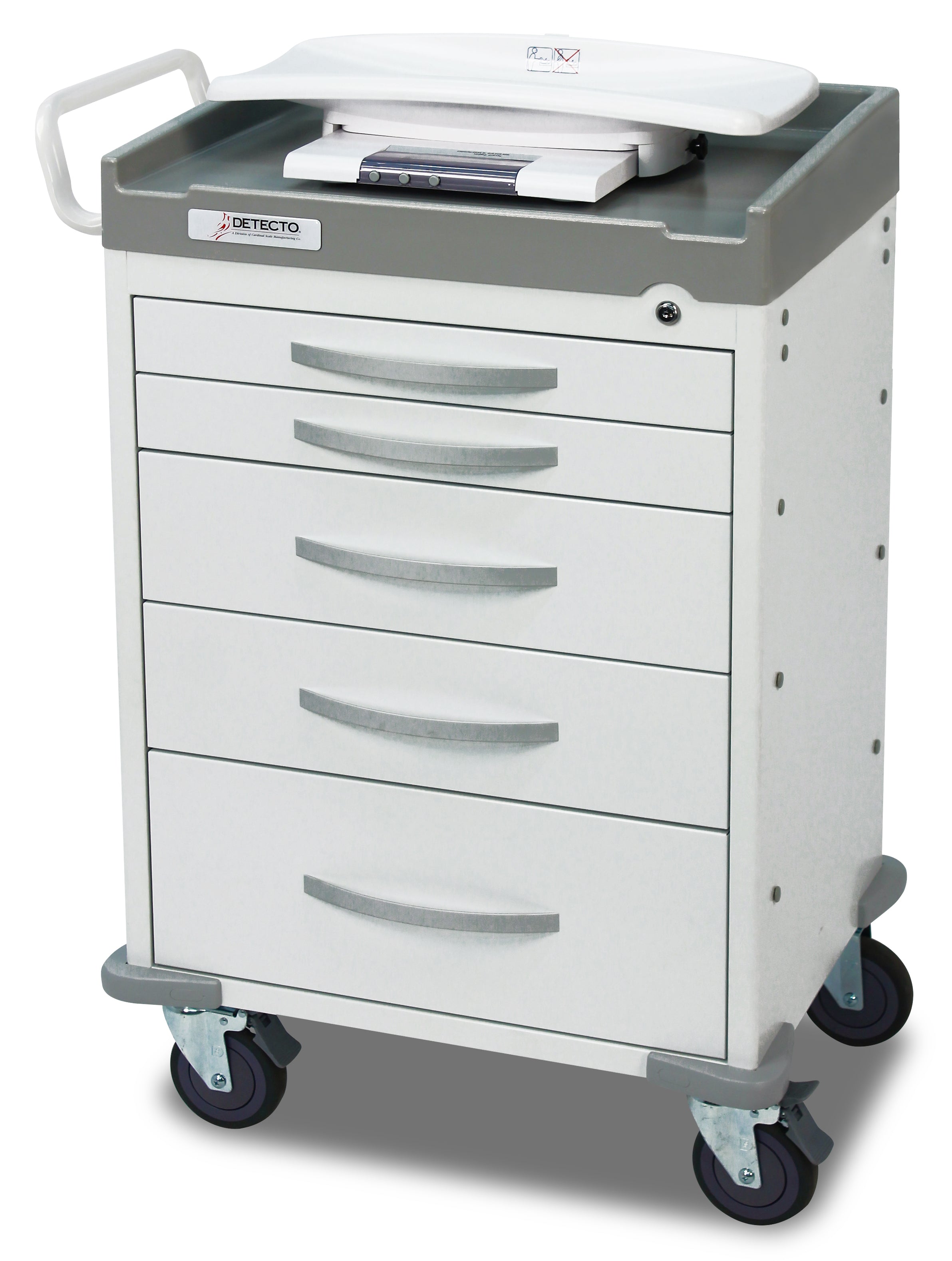 DETECTO Rescue Series ER Medical Cart, 5 Red Drawers