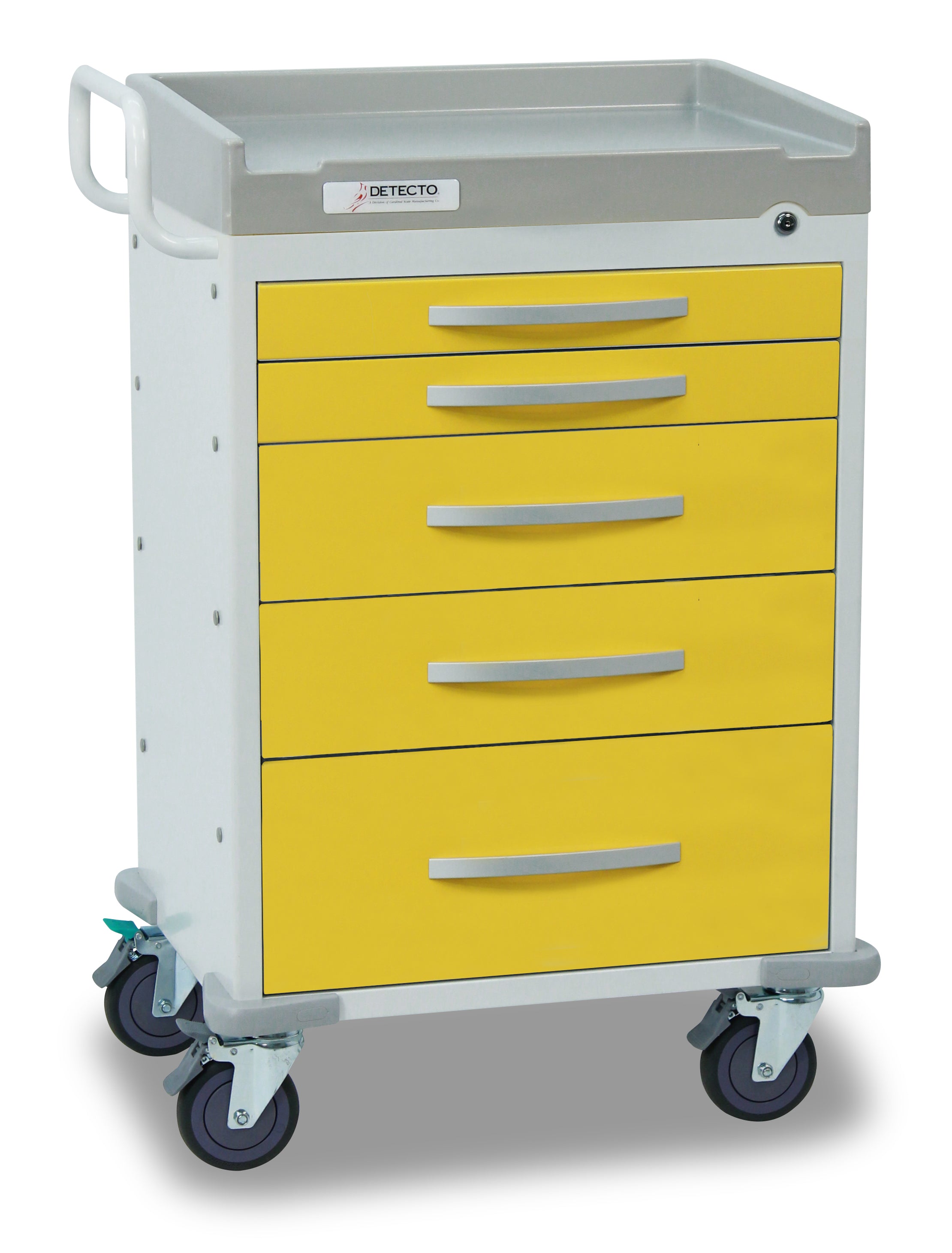 DETECTO Rescue Series ER Medical Cart, 5 Red Drawers