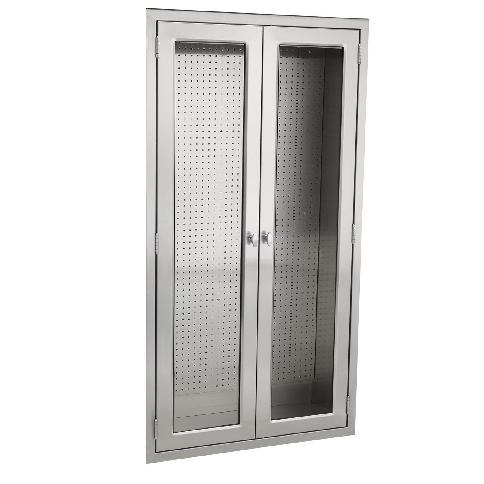 Blickman TA47 Recessed Stainless Steel Walter Pegboard Cabinet with Solid Doors, 47"W | QuinceMedical.com