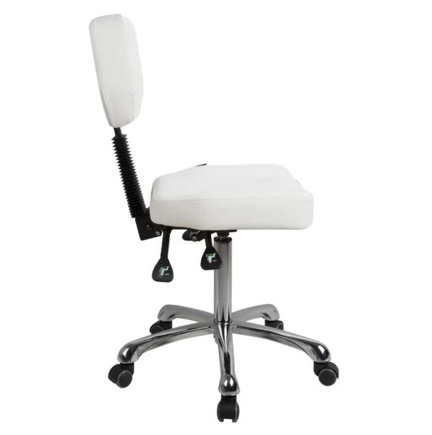 SilverFox Contoured Rolling Stool with Back Support