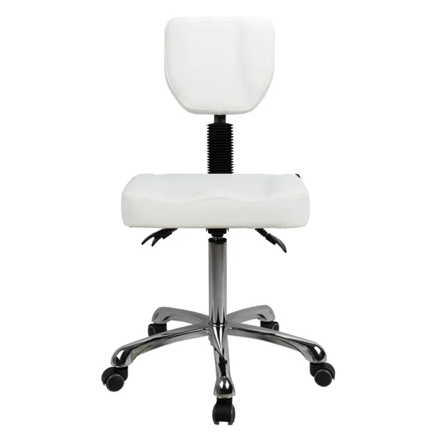 SilverFox Contoured Rolling Stool with Back Support