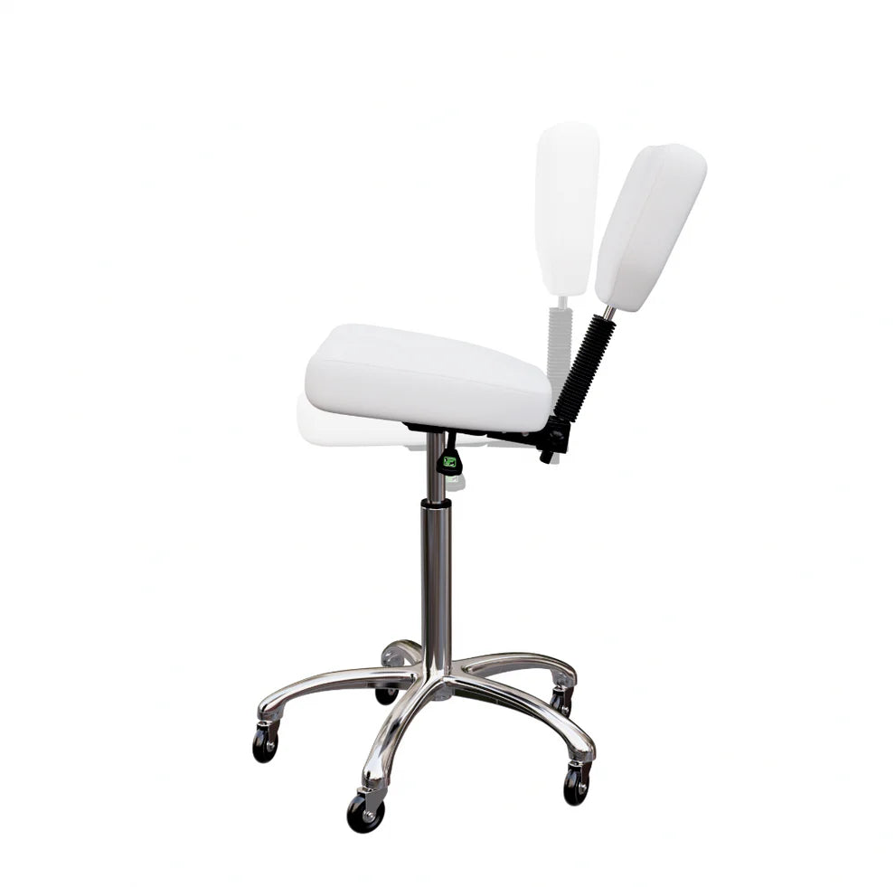 SilverFox Contoured Rolling Stool with Back Support