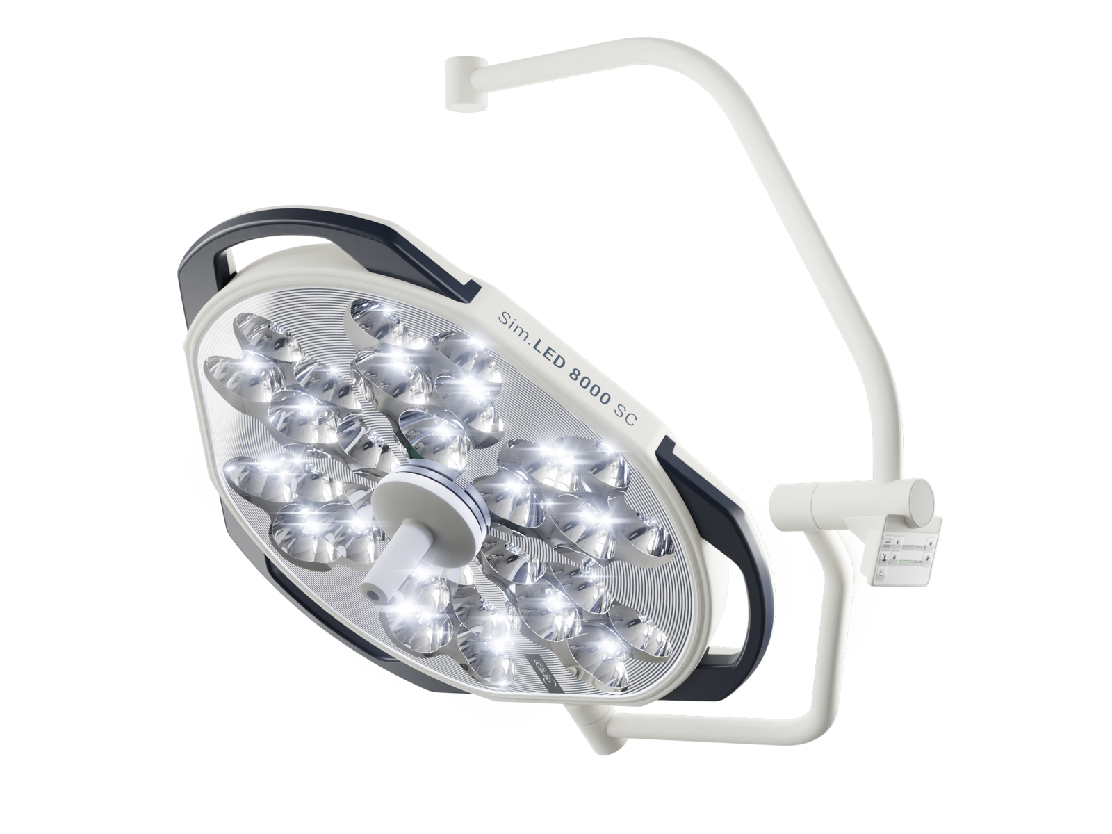 Sim.LED 500, Single Light, 2x 32" Monitor Arm, Ceiling