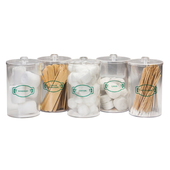 Clinton T-70 Labeled, Clear Plastic, Sundry Jars | QuinceMedical.com