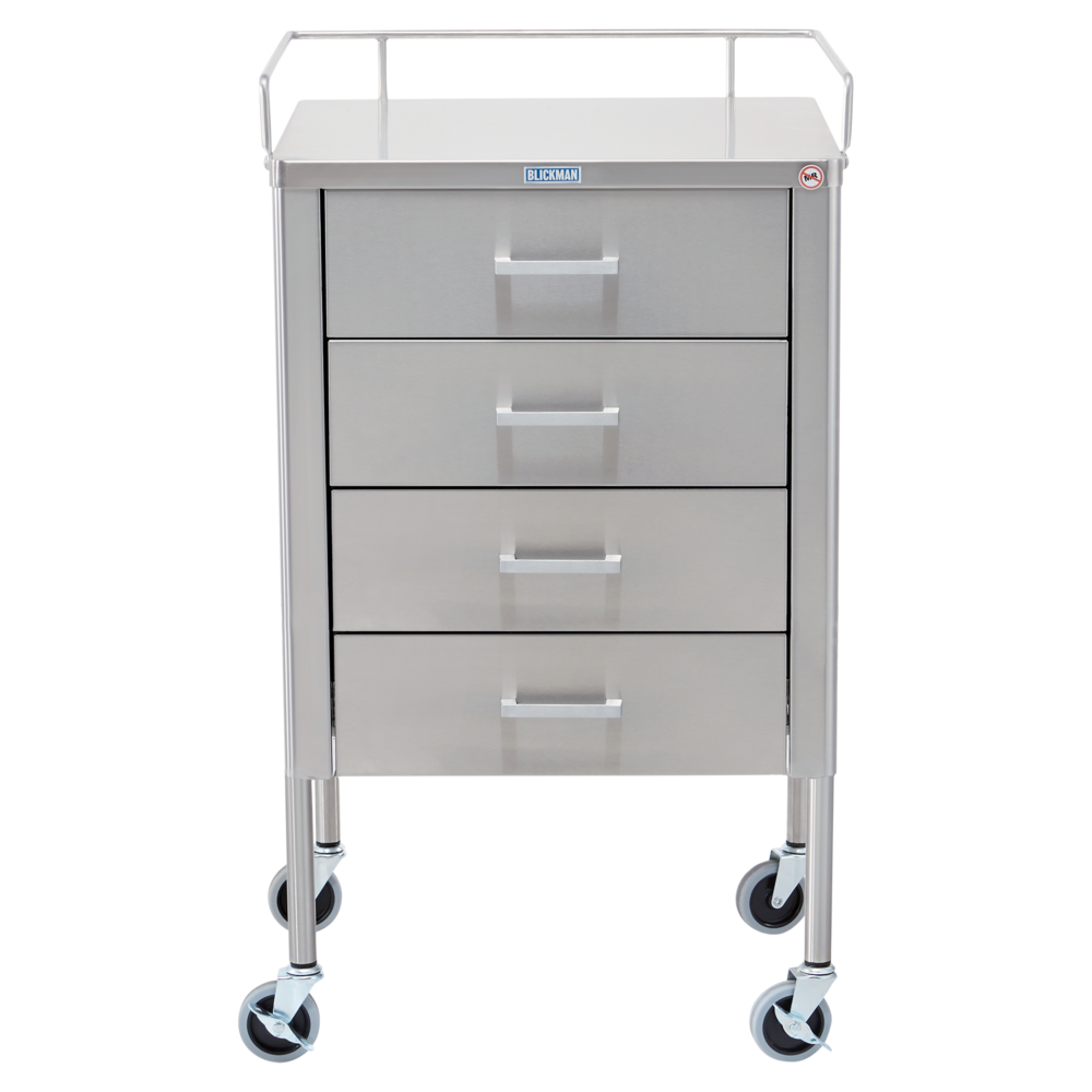 Blickman 7859SS Galaxy Stainless Steel Medical Utility Table with 4 Drawers, 20"W x 16"D | QuinceMedical.com