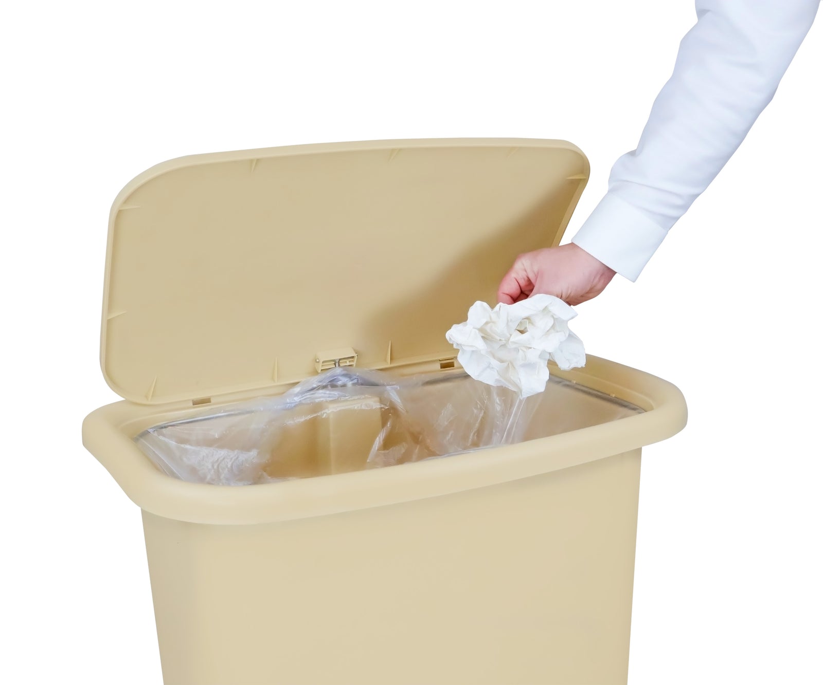 Waste Mate Plastic Waste Receptacle, 18 Gallon, Beige