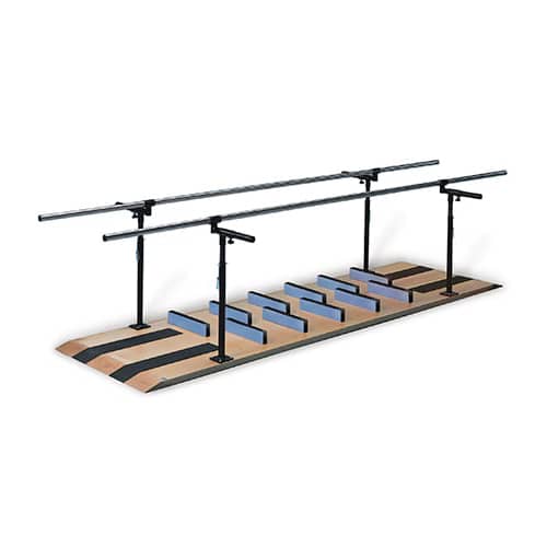 Hausmann 10′ Height and Width Adjustable Parallel Bars with Ambulation and Mobility Platform | QuinceMedical.com