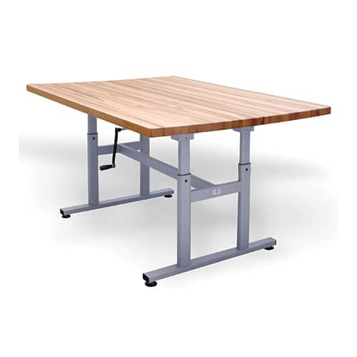 Hausmann Butcher Block H-Brace Height Adjustable Crank Hydraulic Work Table | QuinceMedical.com