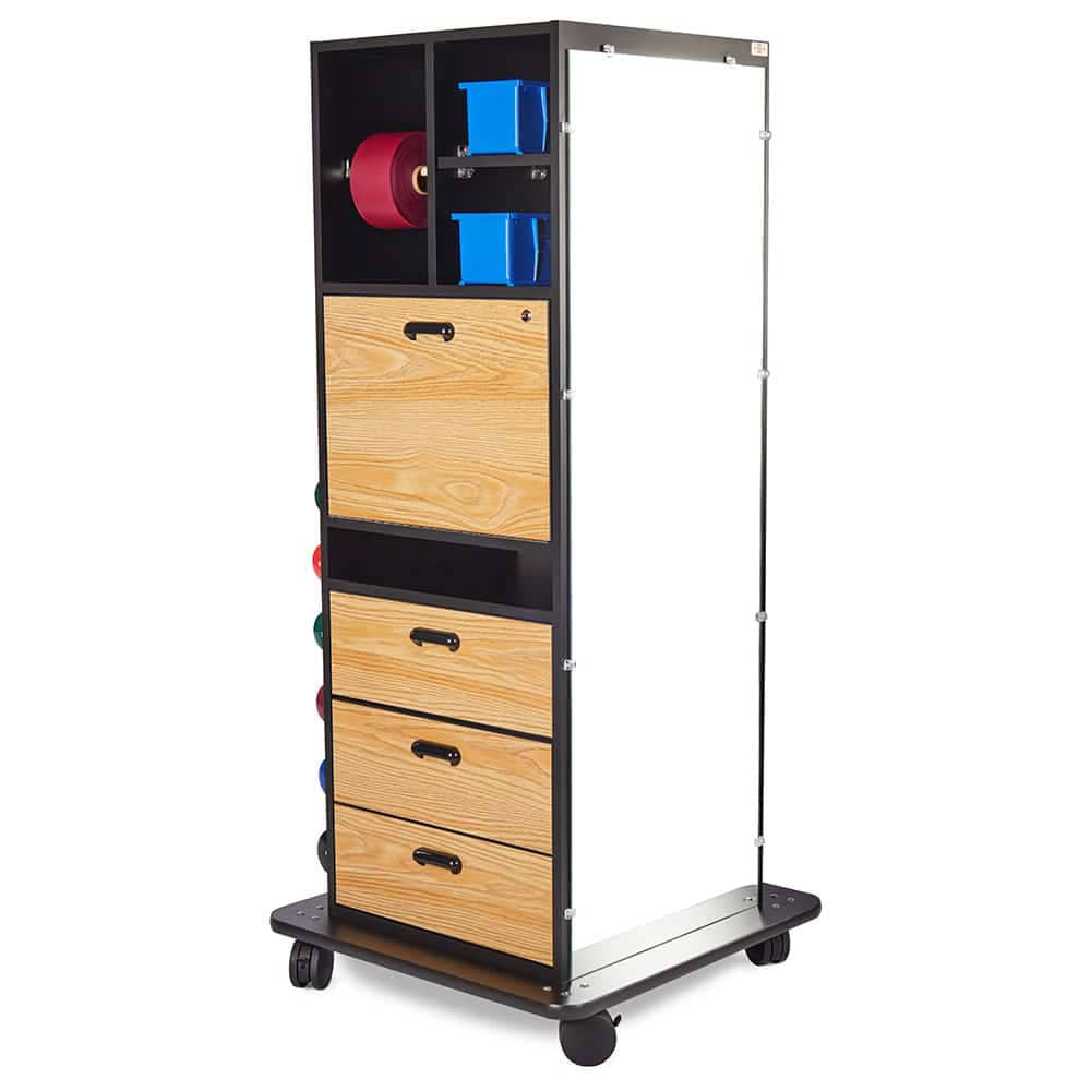 Hausmann Multi-Purpose Weight Mega-Rack with Drawer Storage and Drop Down Work Counter | QuinceMedical.com