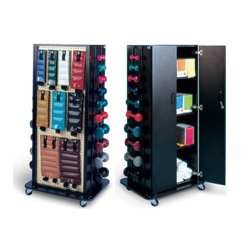 Hausmann Multi-Purpose Weight Rack with Storage Doors | QuinceMedical.com