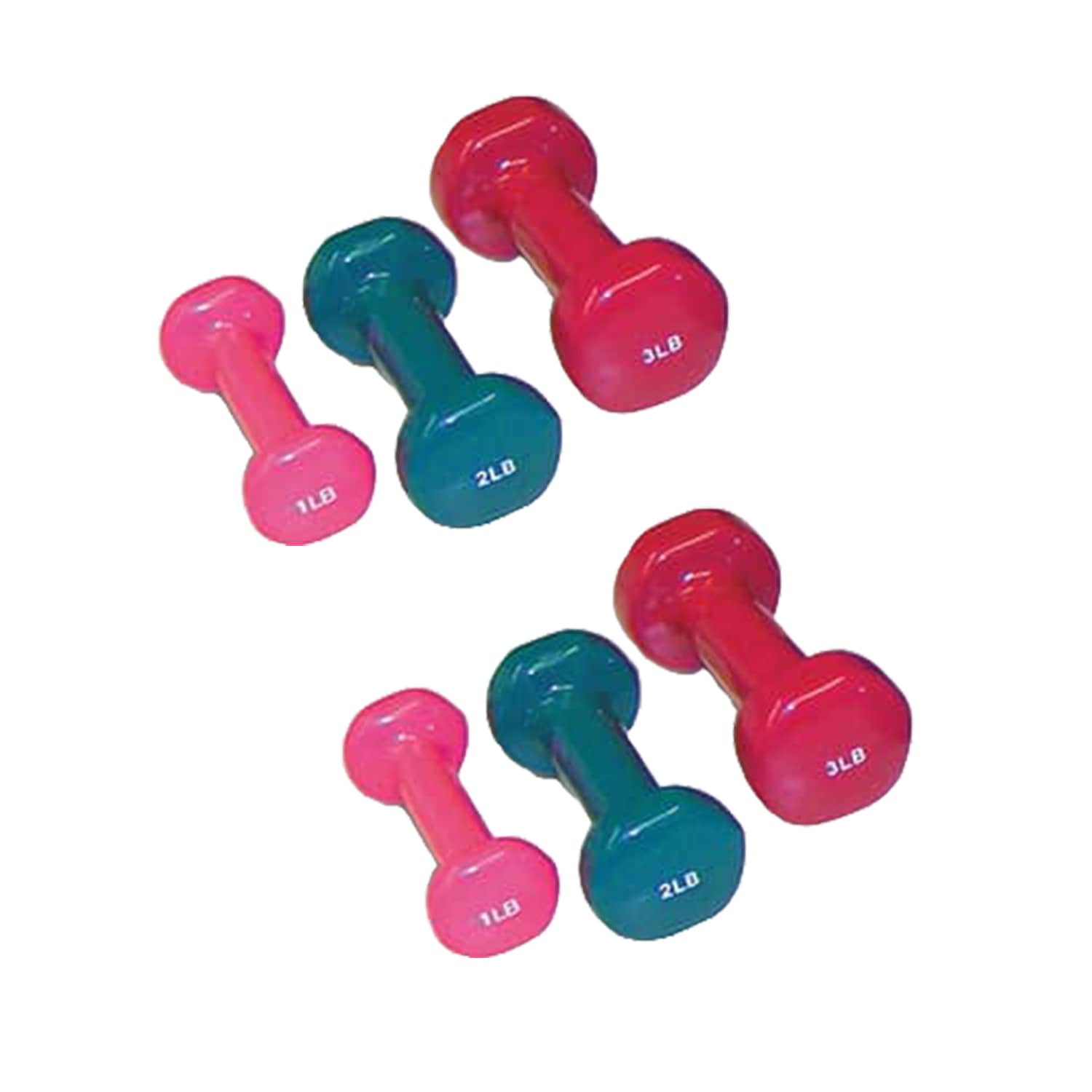 Hausmann Set of 6 Vinyl Dumbbells (2/Each - 1, 2, 3 lb) | QuinceMedical.com