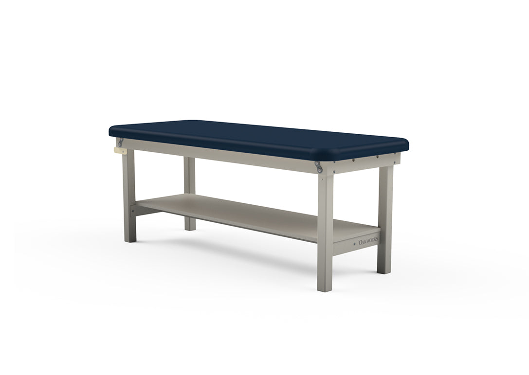 Powerline Flat Top Table - 24 in Width, 1.75-2.5 in Padding, with Shelf, Natural Wood Finish and Gray Finish