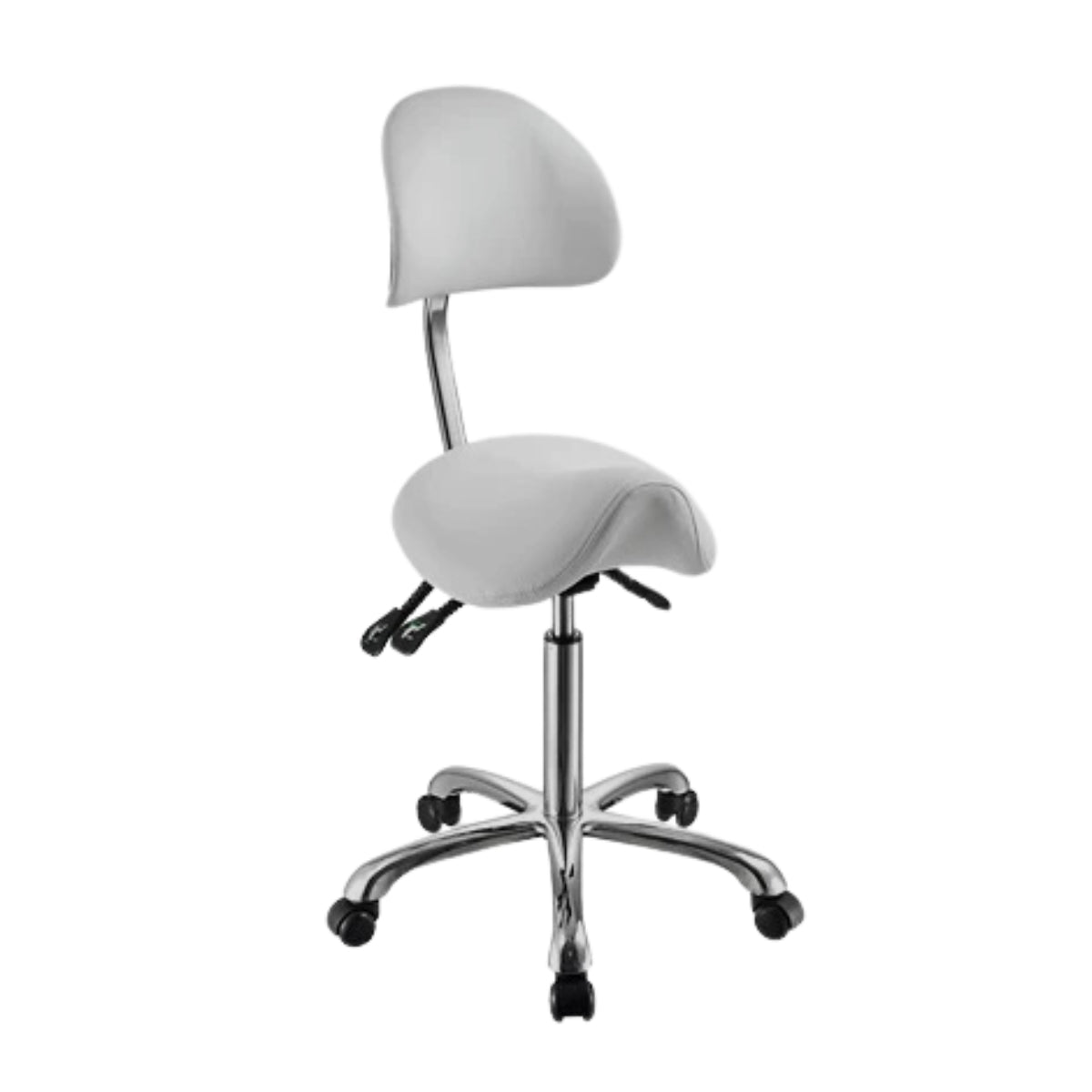 SilverFox Rolling Saddle Stool with Backrest